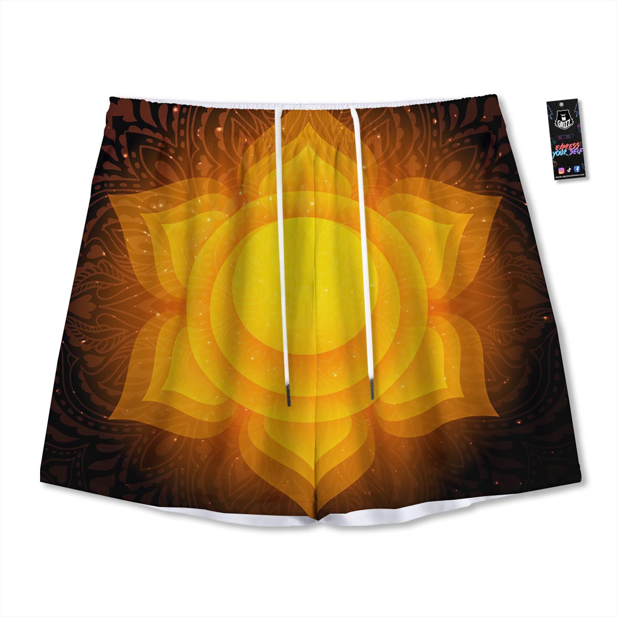 Spiritual Swadhisthana Chakra Print Mesh Shorts