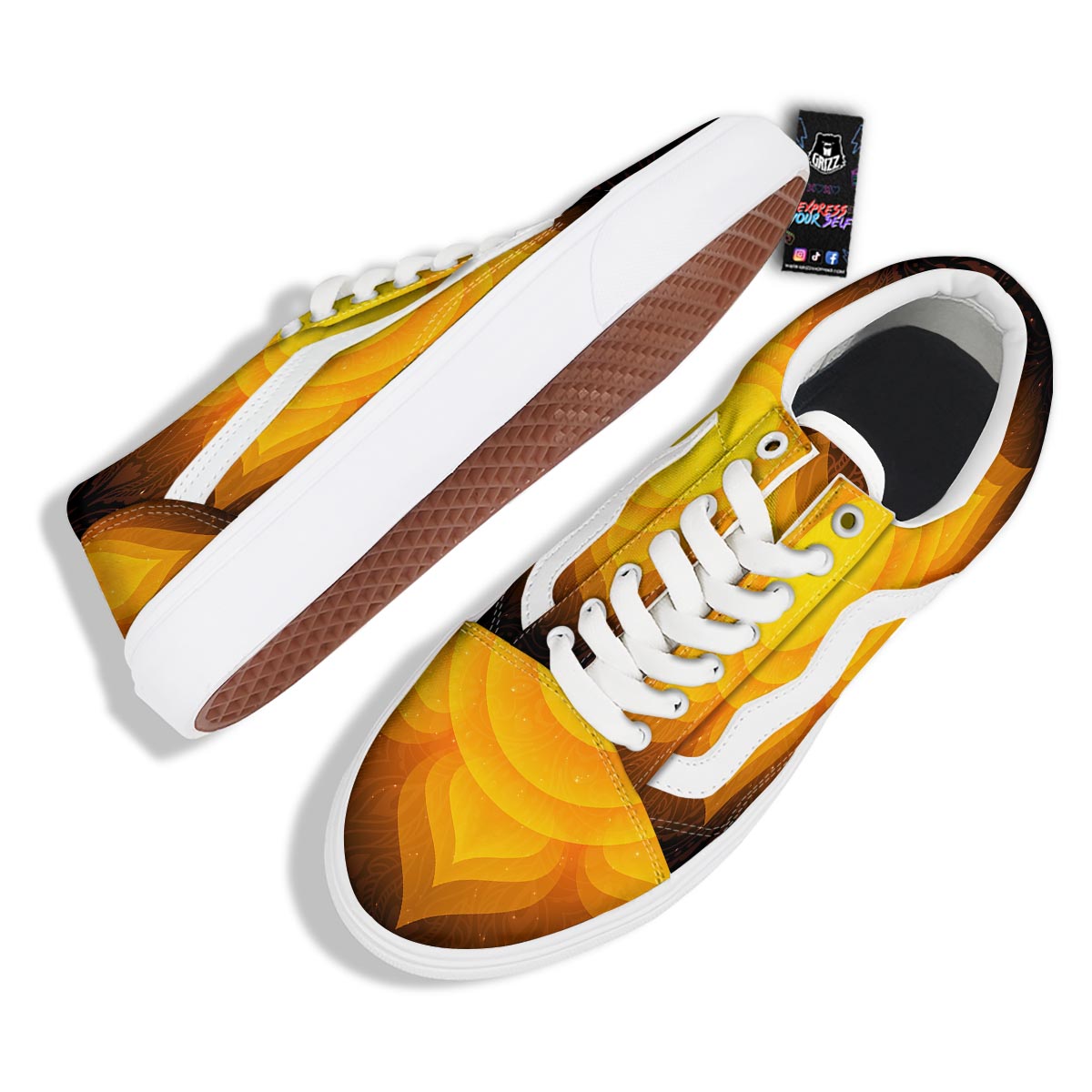 Spiritual Swadhisthana Chakra Print Skate Shoes-grizzshop