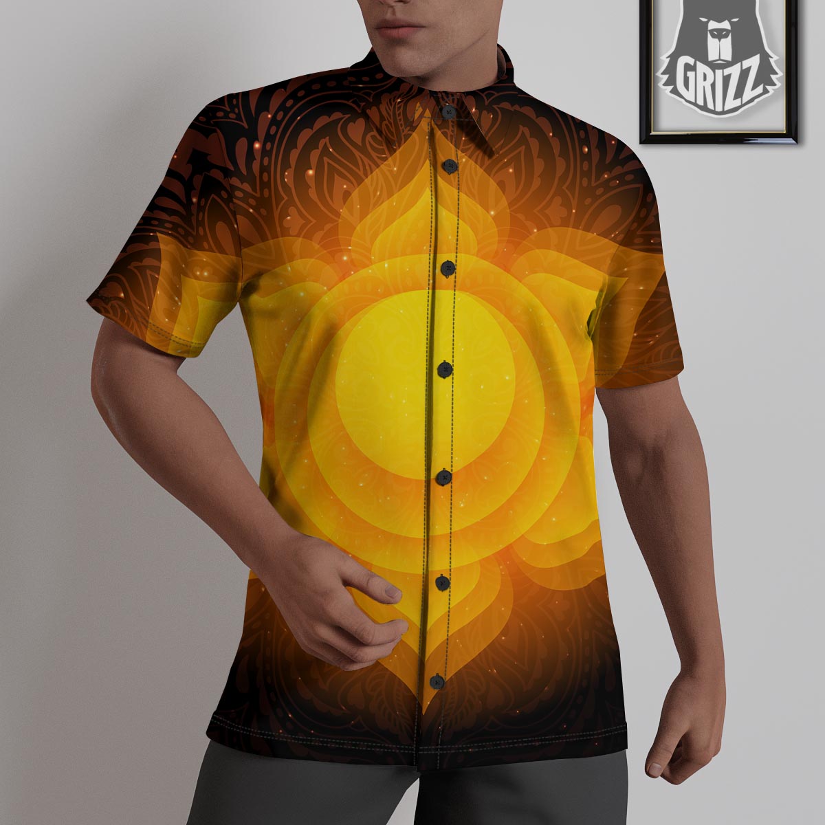 Spiritual Swadhisthana Chakra Print Untucked Shirts-grizzshop