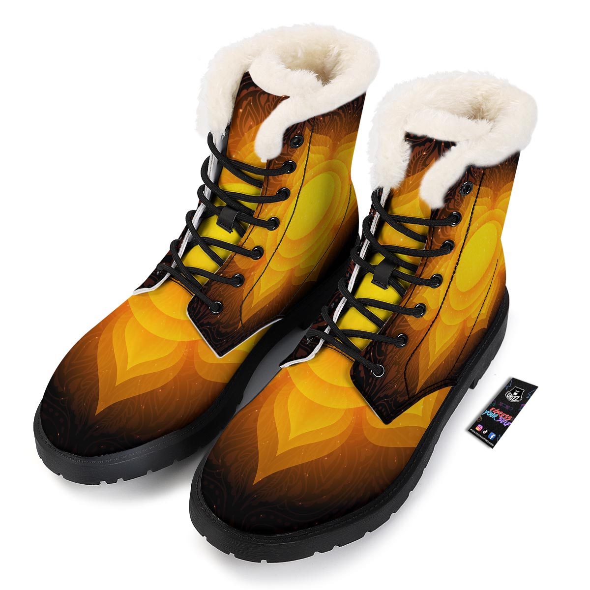 Spiritual Swadhisthana Chakra Print Winter Boots-grizzshop