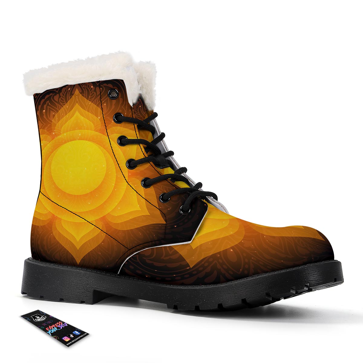 Spiritual Swadhisthana Chakra Print Winter Boots-grizzshop