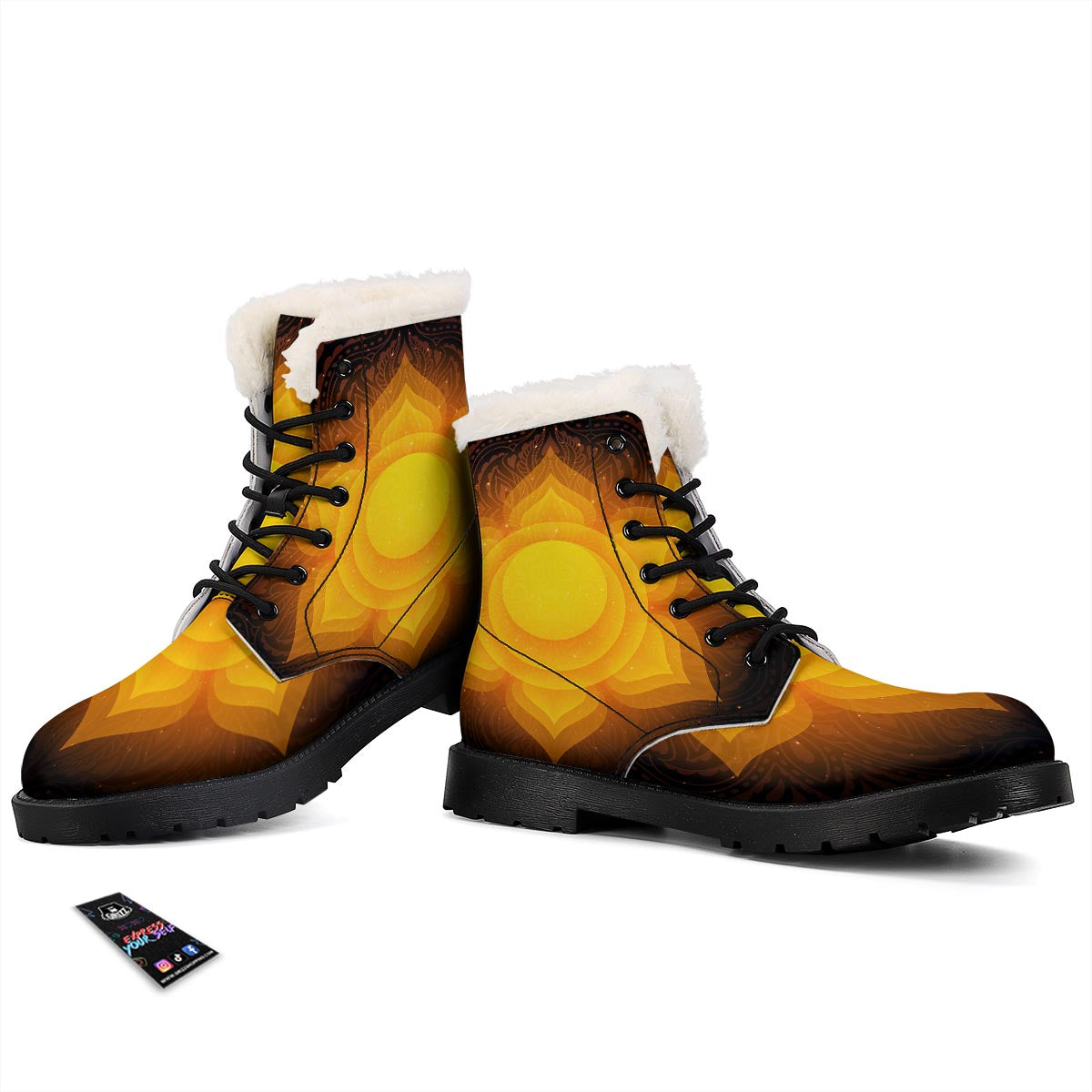 Spiritual Swadhisthana Chakra Print Winter Boots-grizzshop
