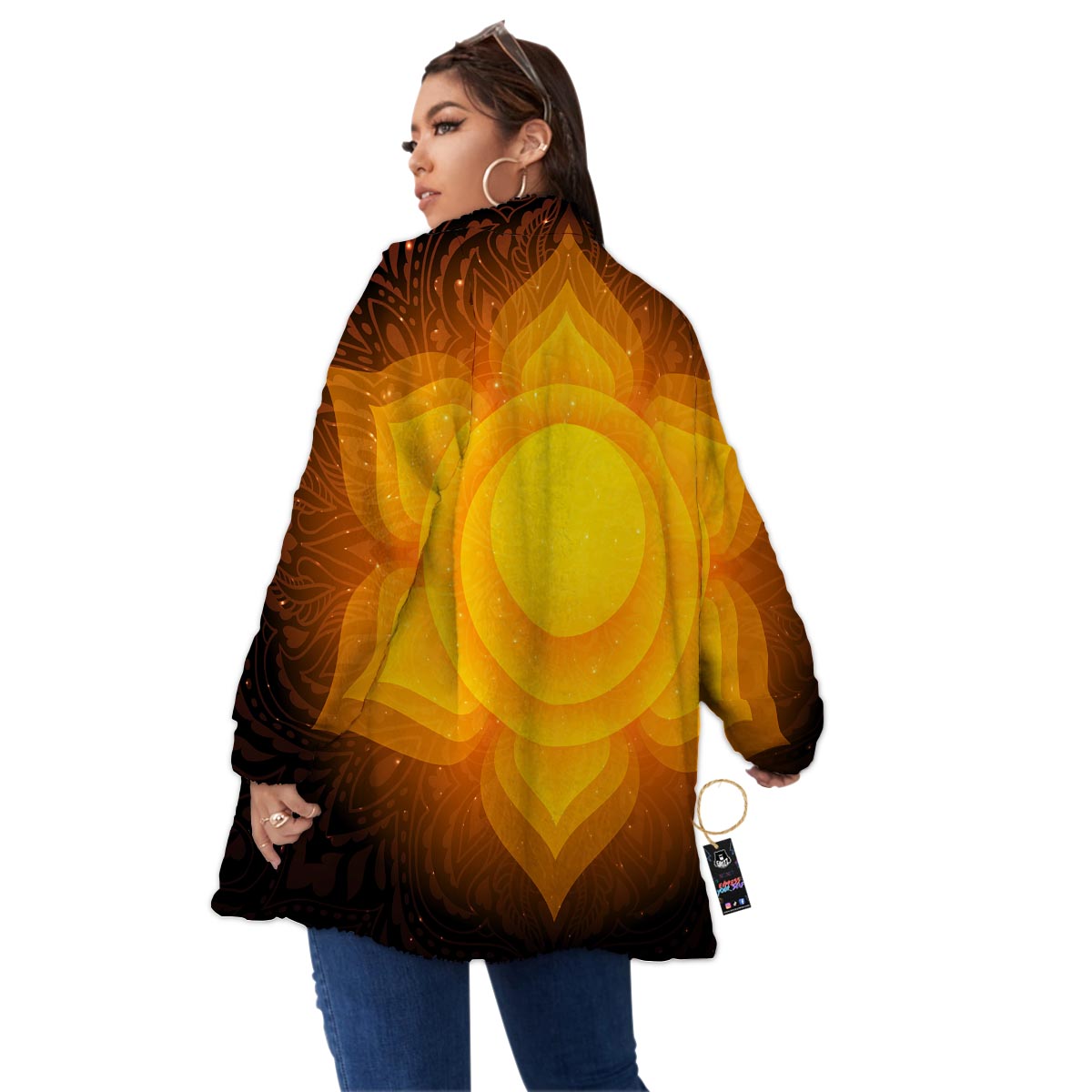 Spiritual Swadhisthana Chakra Print Women's Sherpa Jacket-grizzshop
