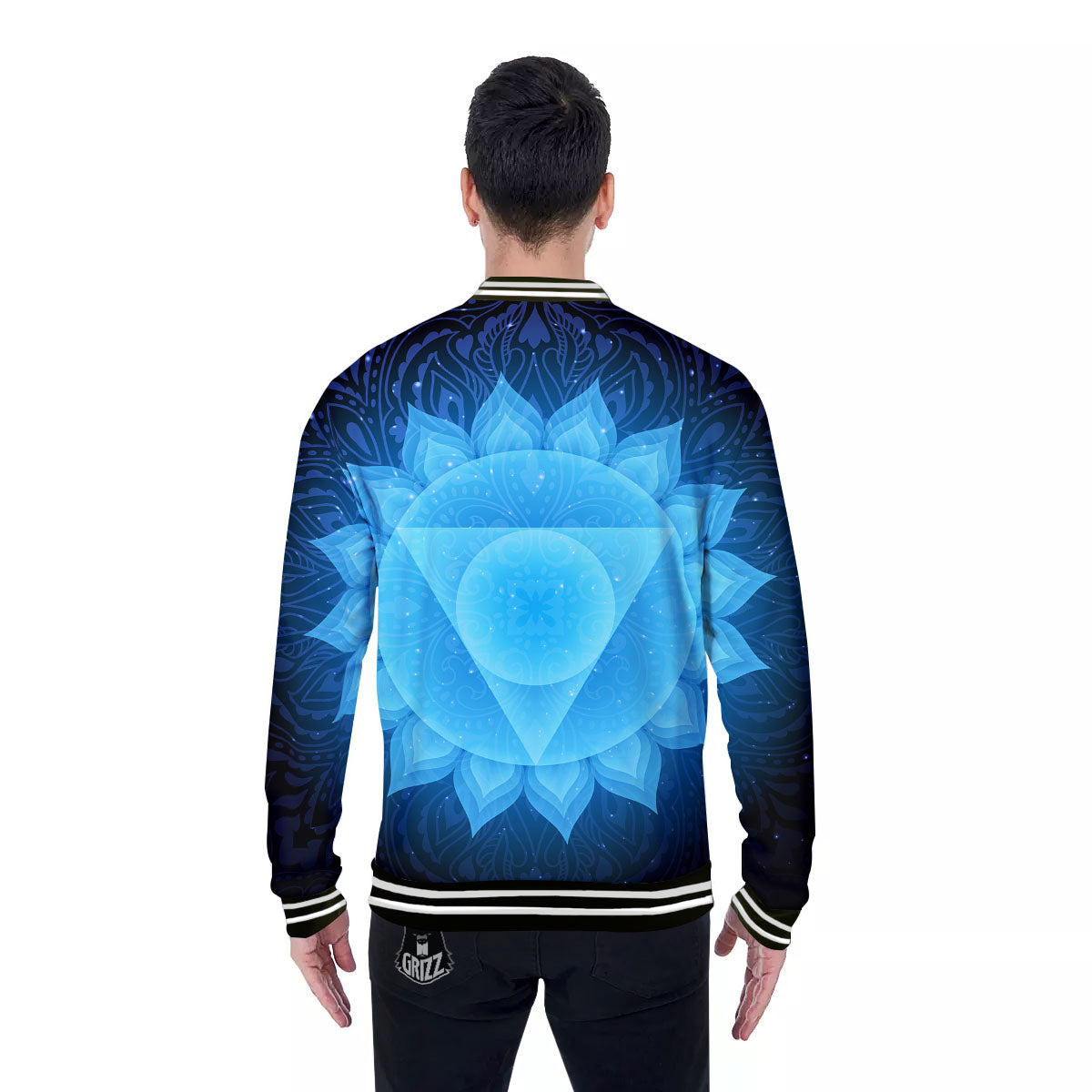 Spiritual Vishuddha Chakra Print Baseball Jacket-grizzshop