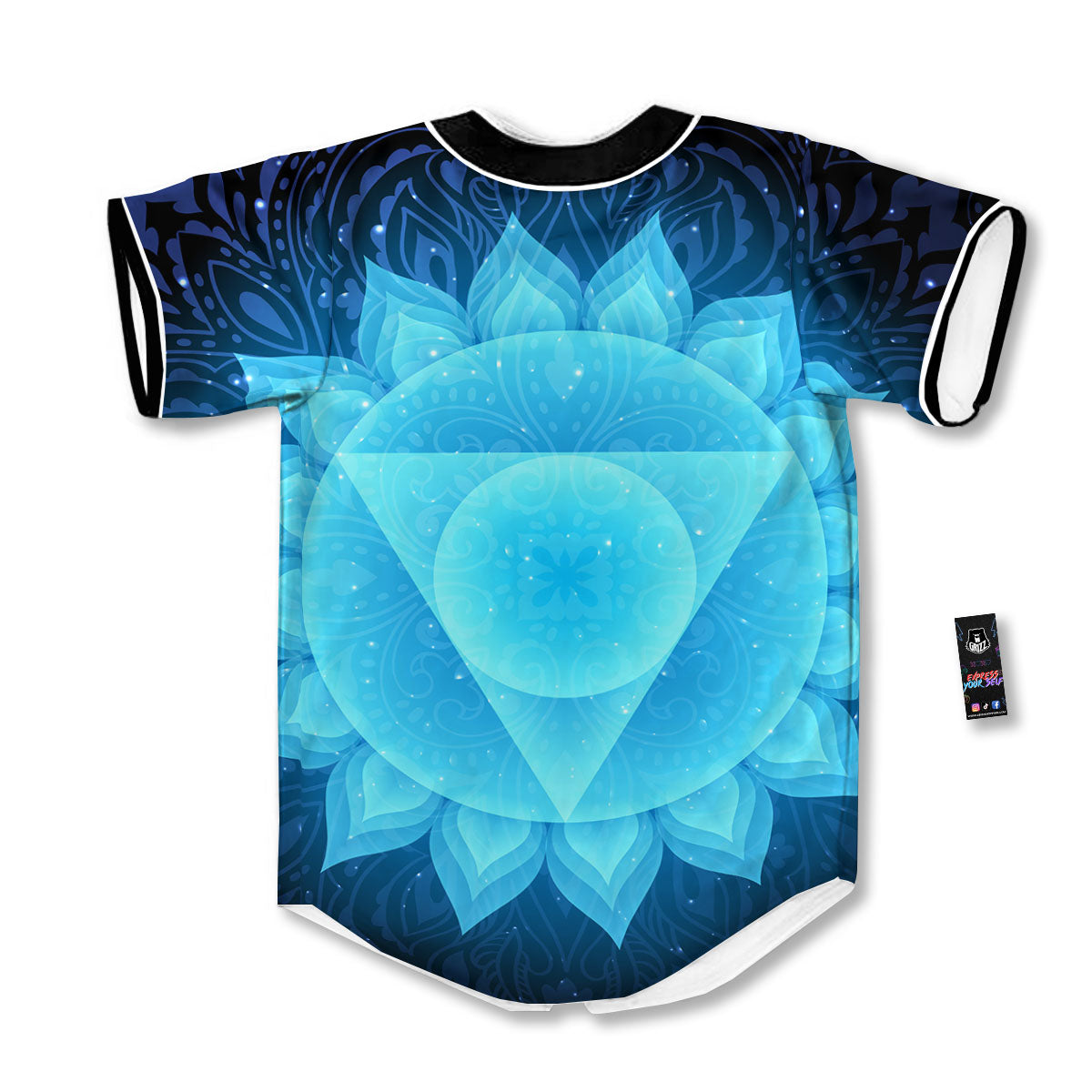 Spiritual Vishuddha Chakra Print Baseball Jersey-grizzshop