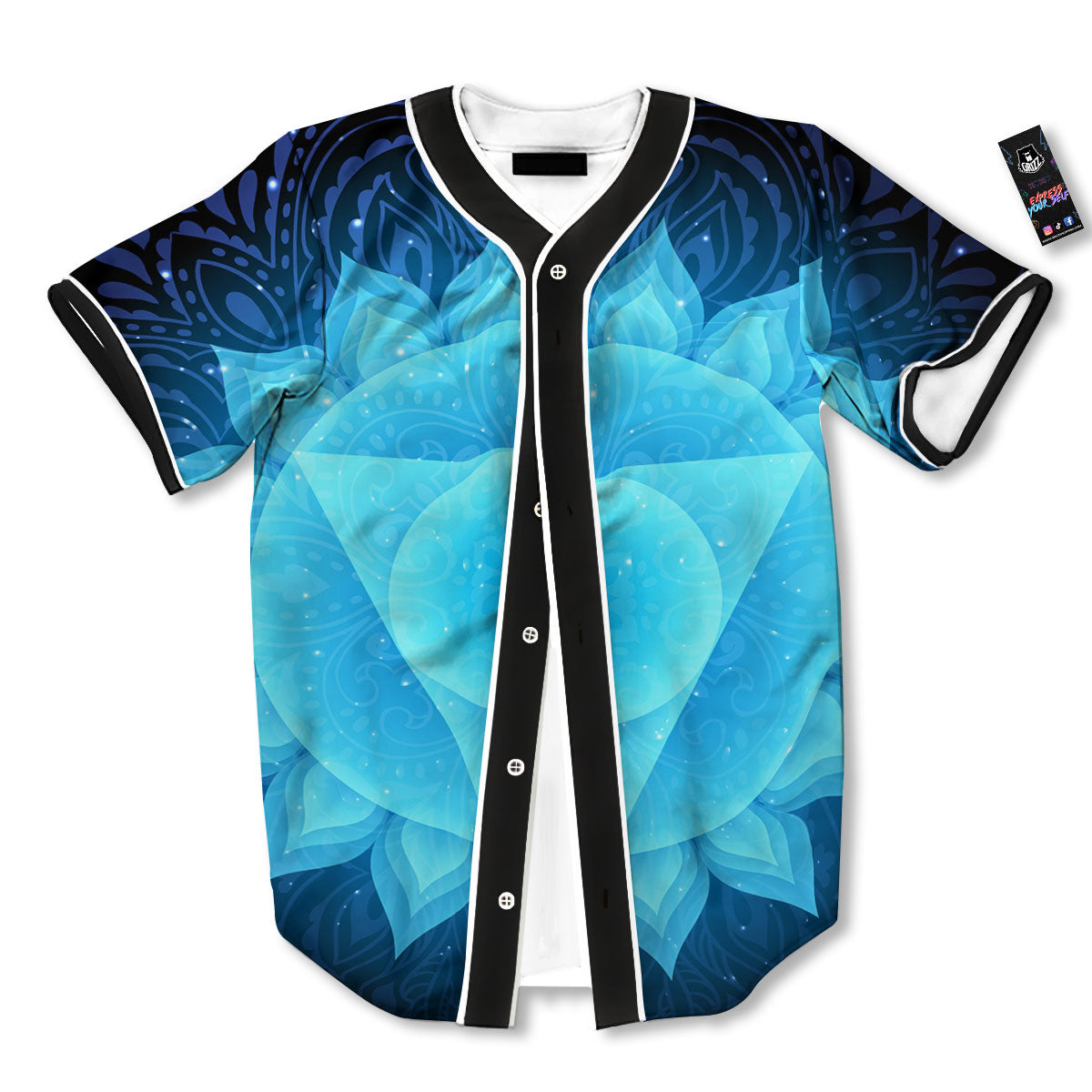 Spiritual Vishuddha Chakra Print Baseball Jersey-grizzshop