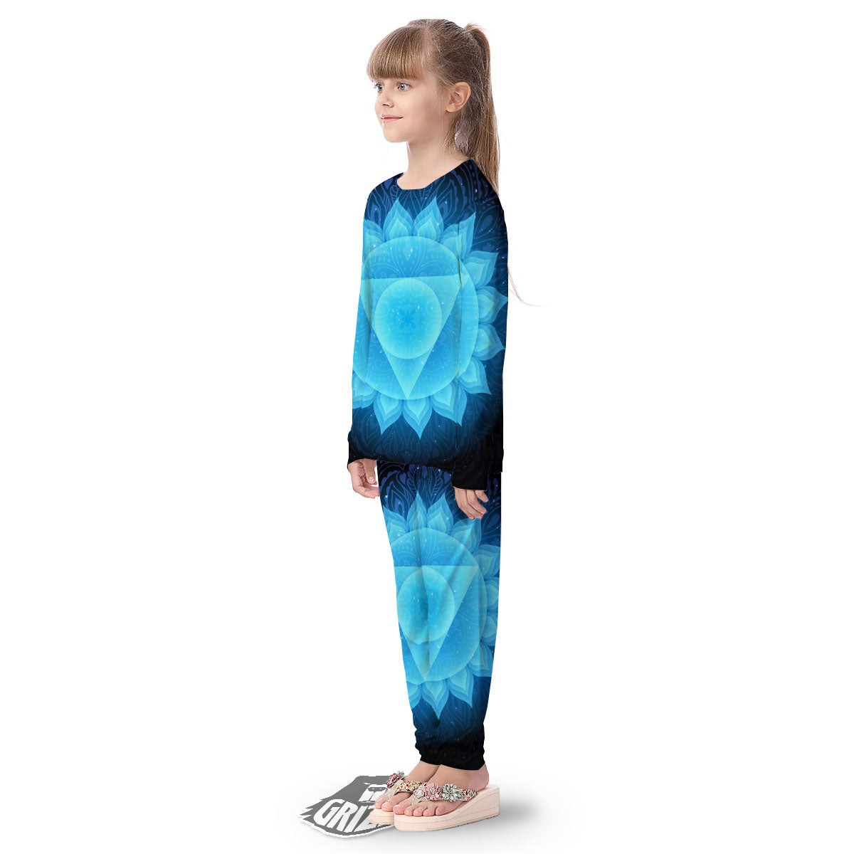 Spiritual Vishuddha Chakra Print Kid's Pajamas-grizzshop