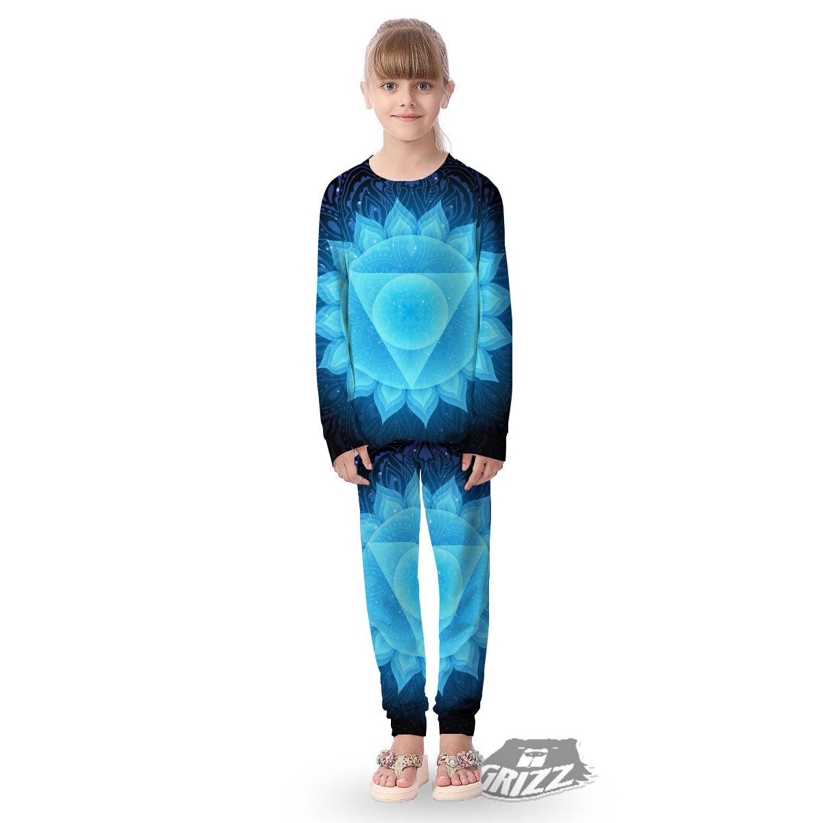Spiritual Vishuddha Chakra Print Kid's Pajamas-grizzshop