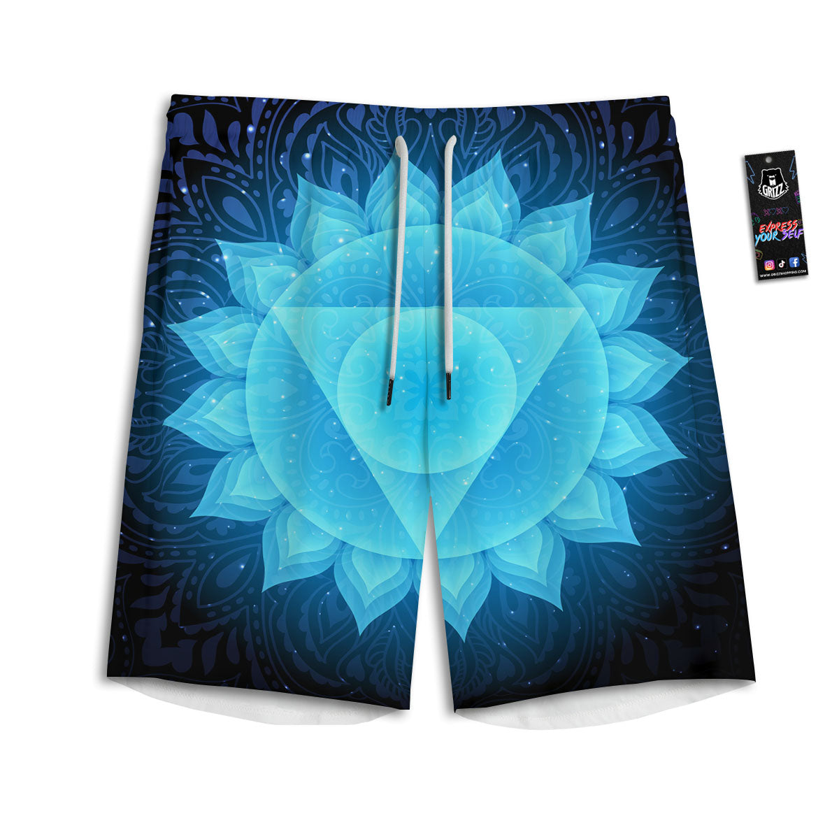 Spiritual Vishuddha Chakra Print Men's Athletic Shorts