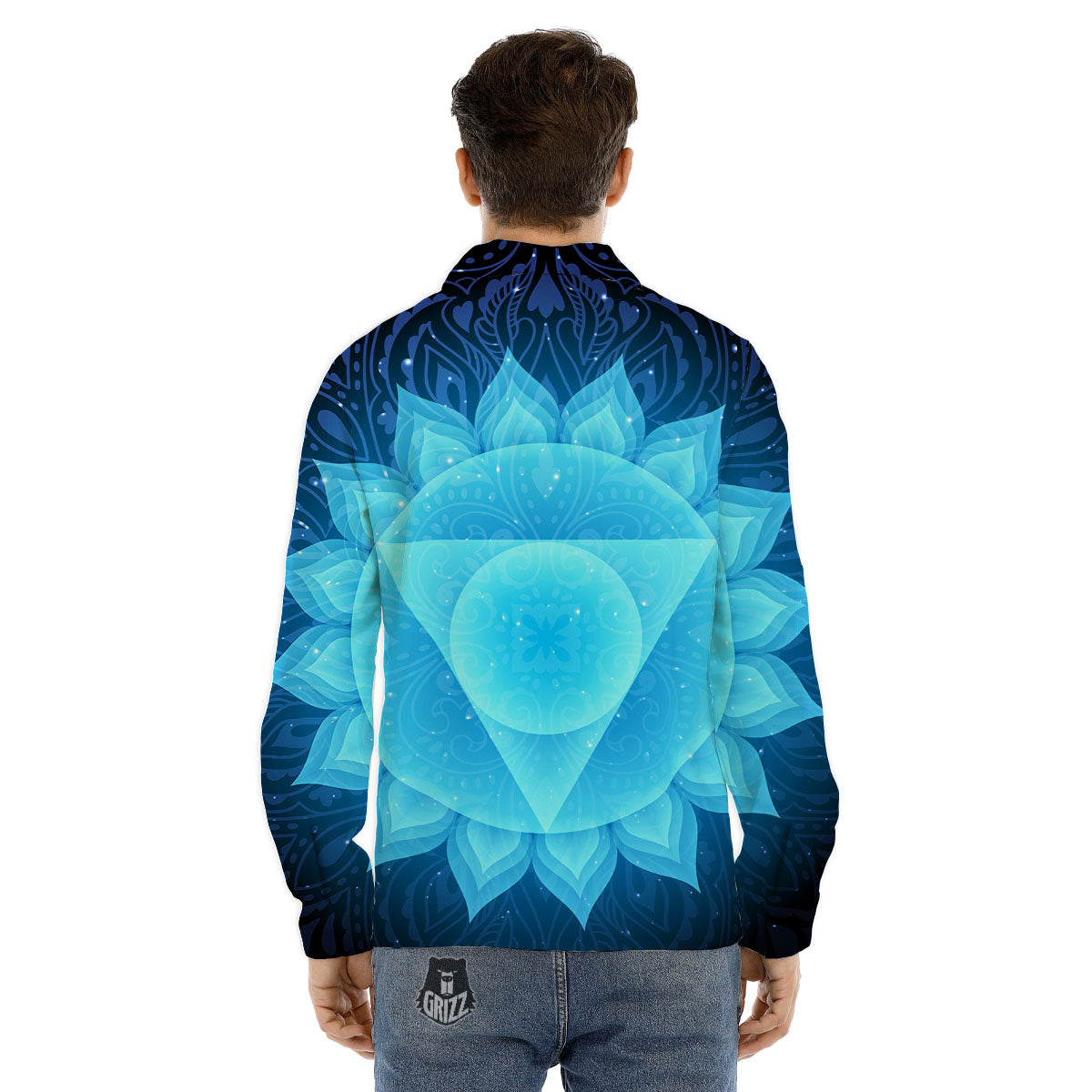 Spiritual Vishuddha Chakra Print Men's Dress Shirts-grizzshop
