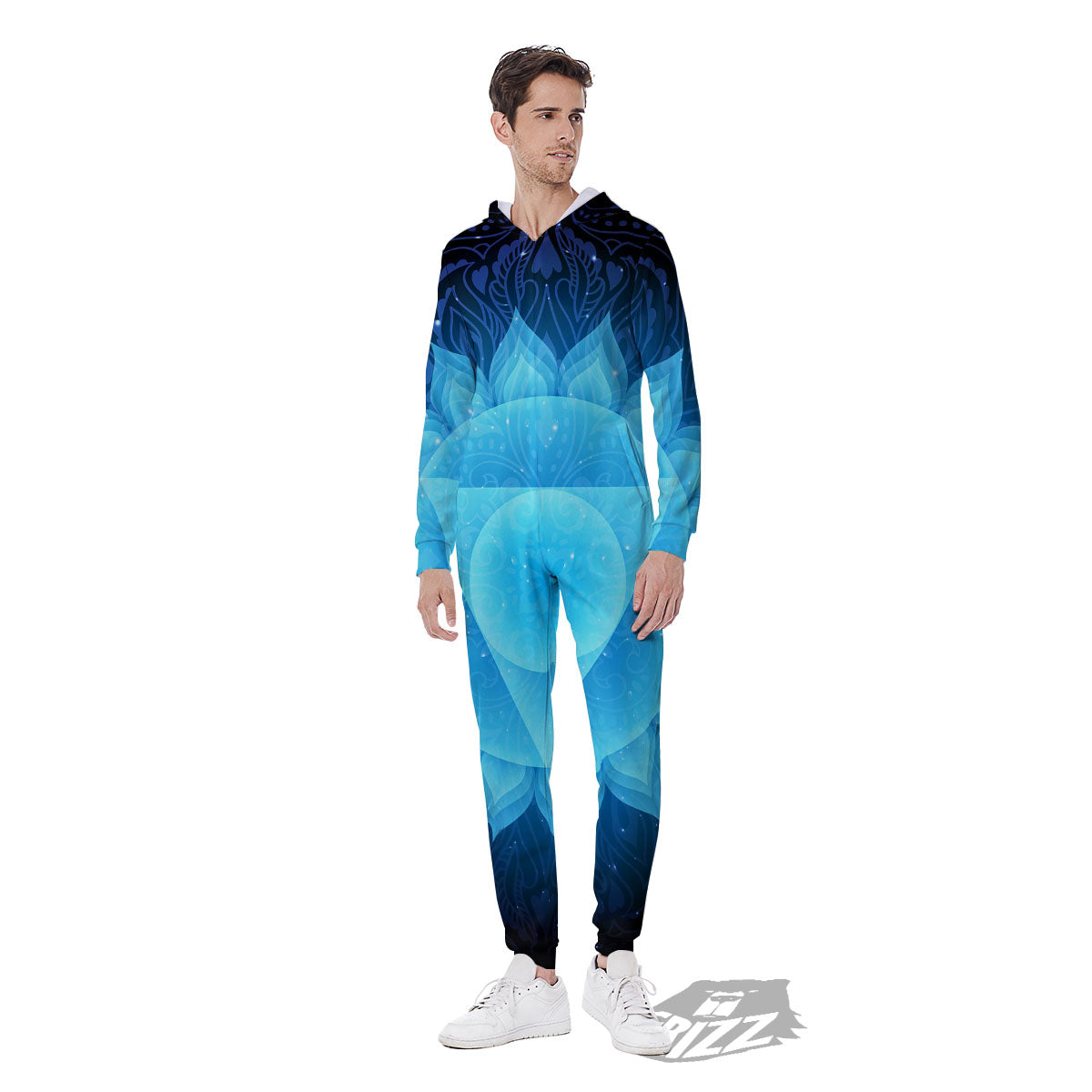Spiritual Vishuddha Chakra Print Men's Jumpsuit-grizzshop