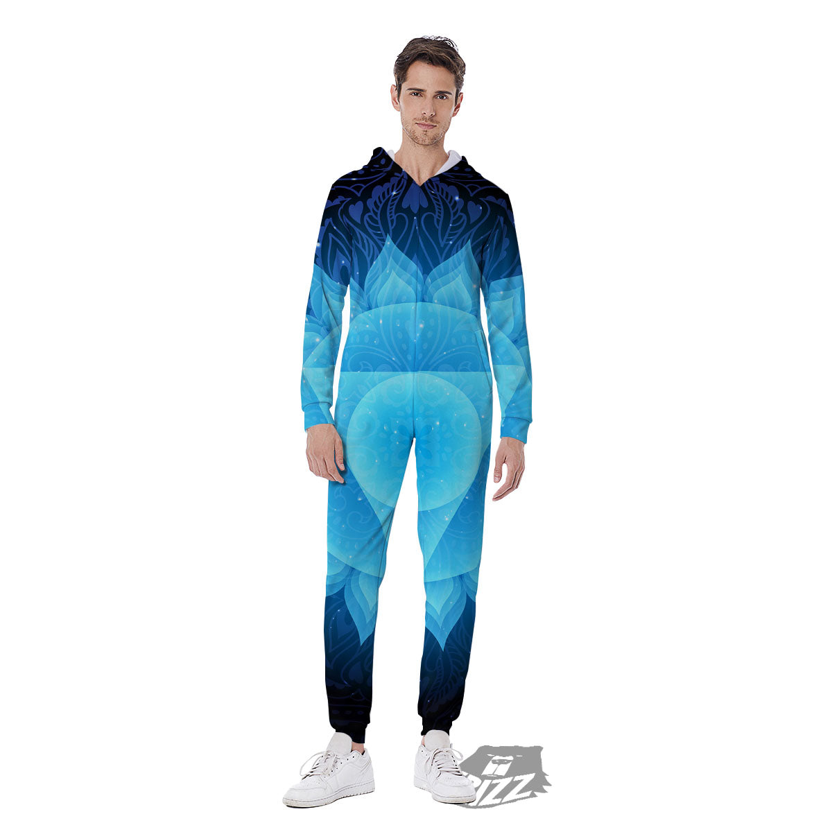 Spiritual Vishuddha Chakra Print Men's Jumpsuit-grizzshop