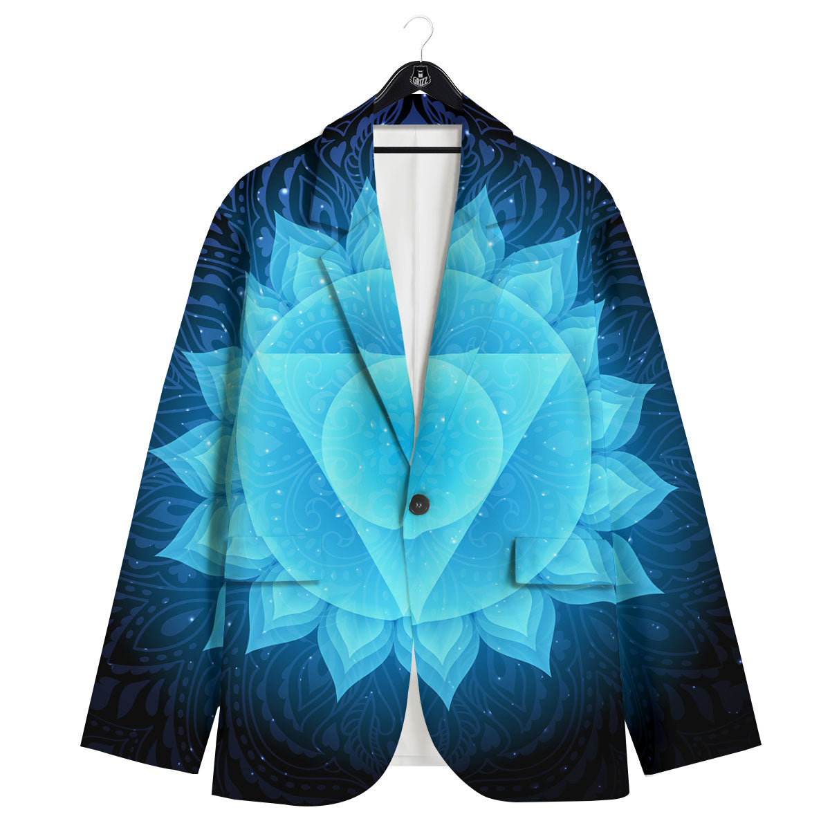 Spiritual Vishuddha Chakra Print Men's Sport Coat-grizzshop