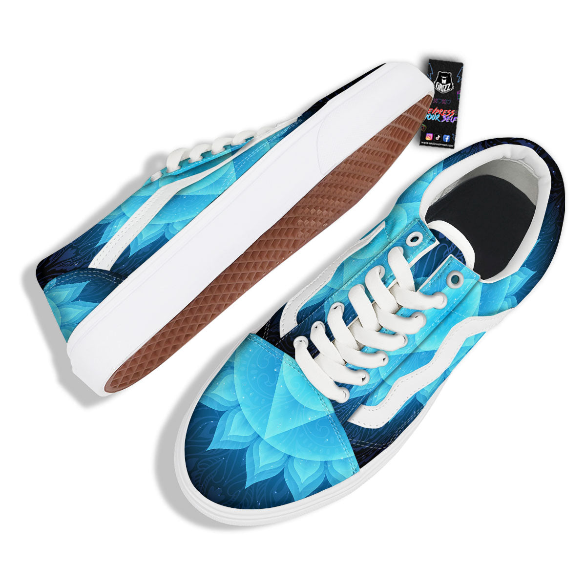 Spiritual Vishuddha Chakra Print Skate Shoes-grizzshop