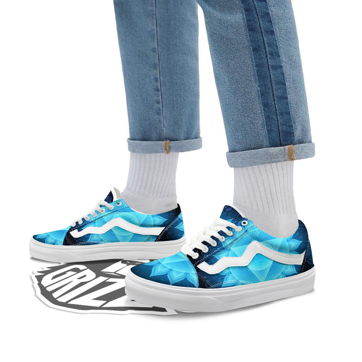 Spiritual Vishuddha Chakra Print Skate Shoes-grizzshop