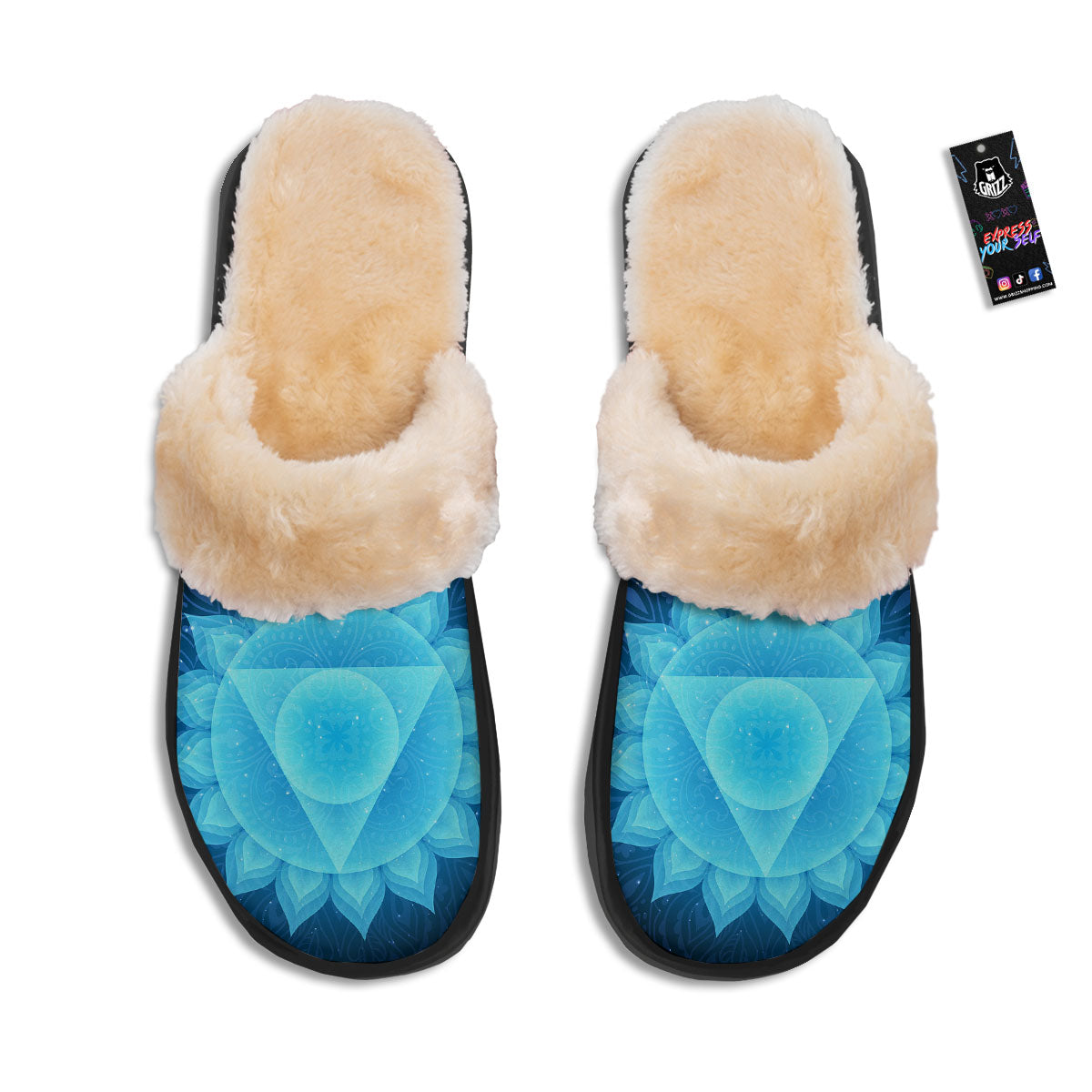 Spiritual Vishuddha Chakra Print Slippers-grizzshop