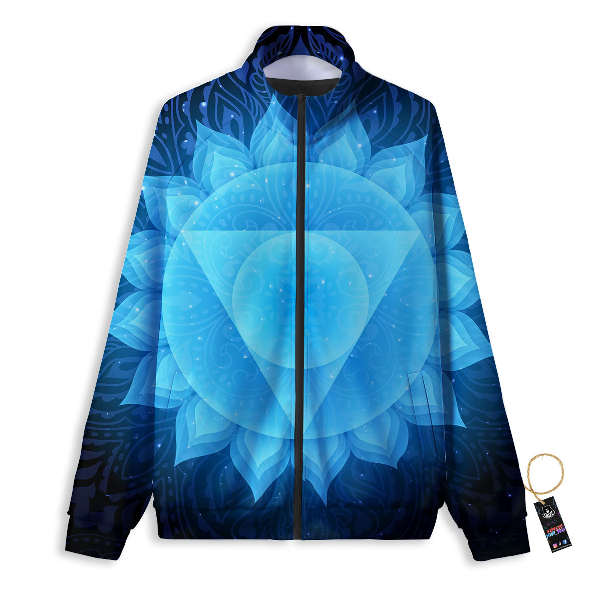 Spiritual Vishuddha Chakra Print Track Jacket-grizzshop