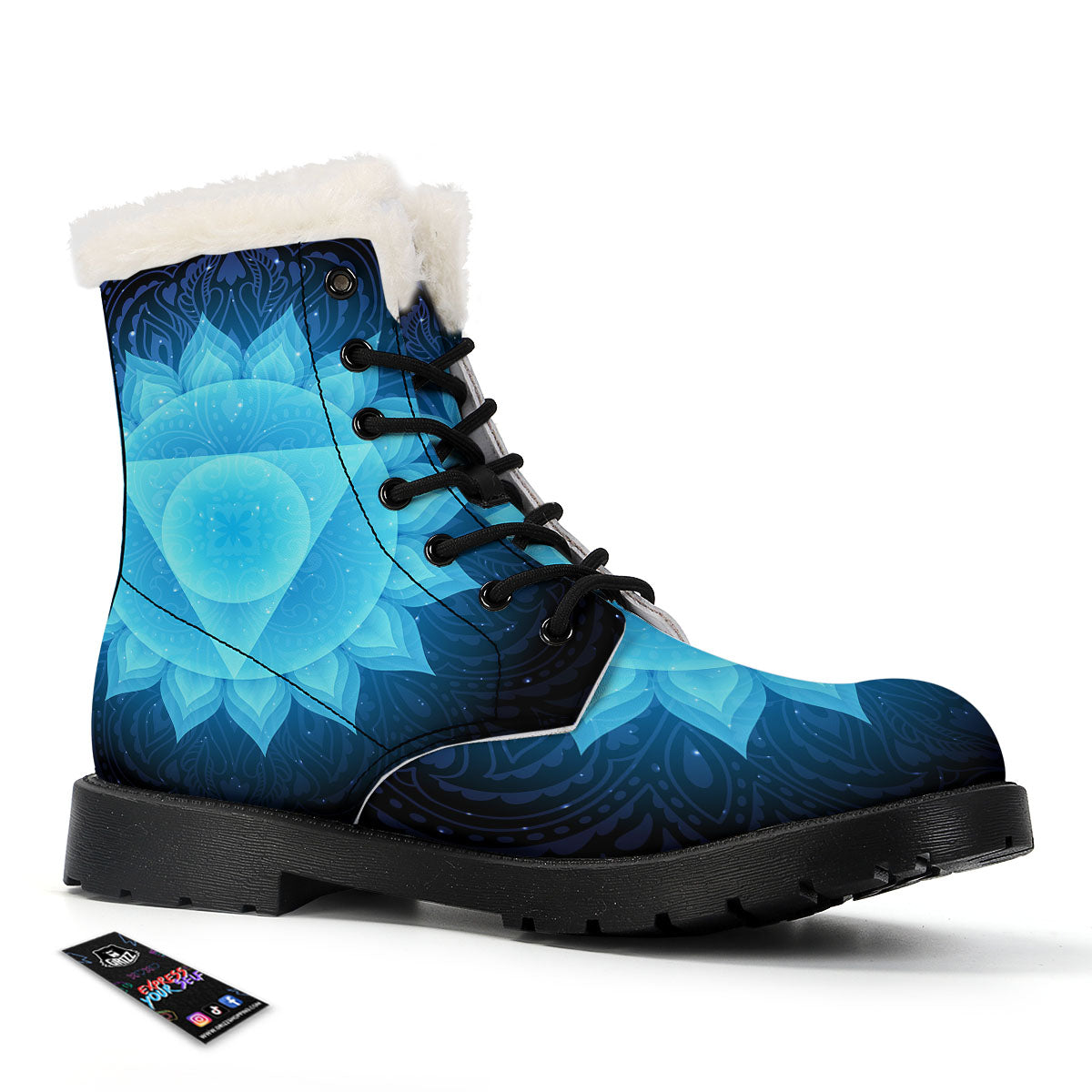 Spiritual Vishuddha Chakra Print Winter Boots-grizzshop