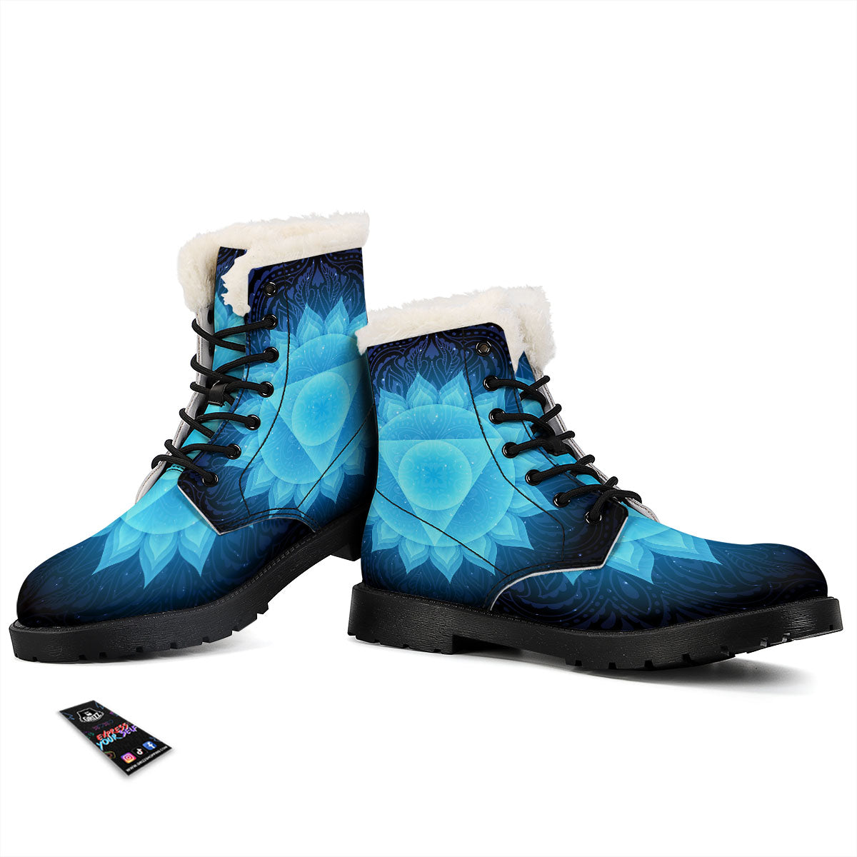 Spiritual Vishuddha Chakra Print Winter Boots-grizzshop