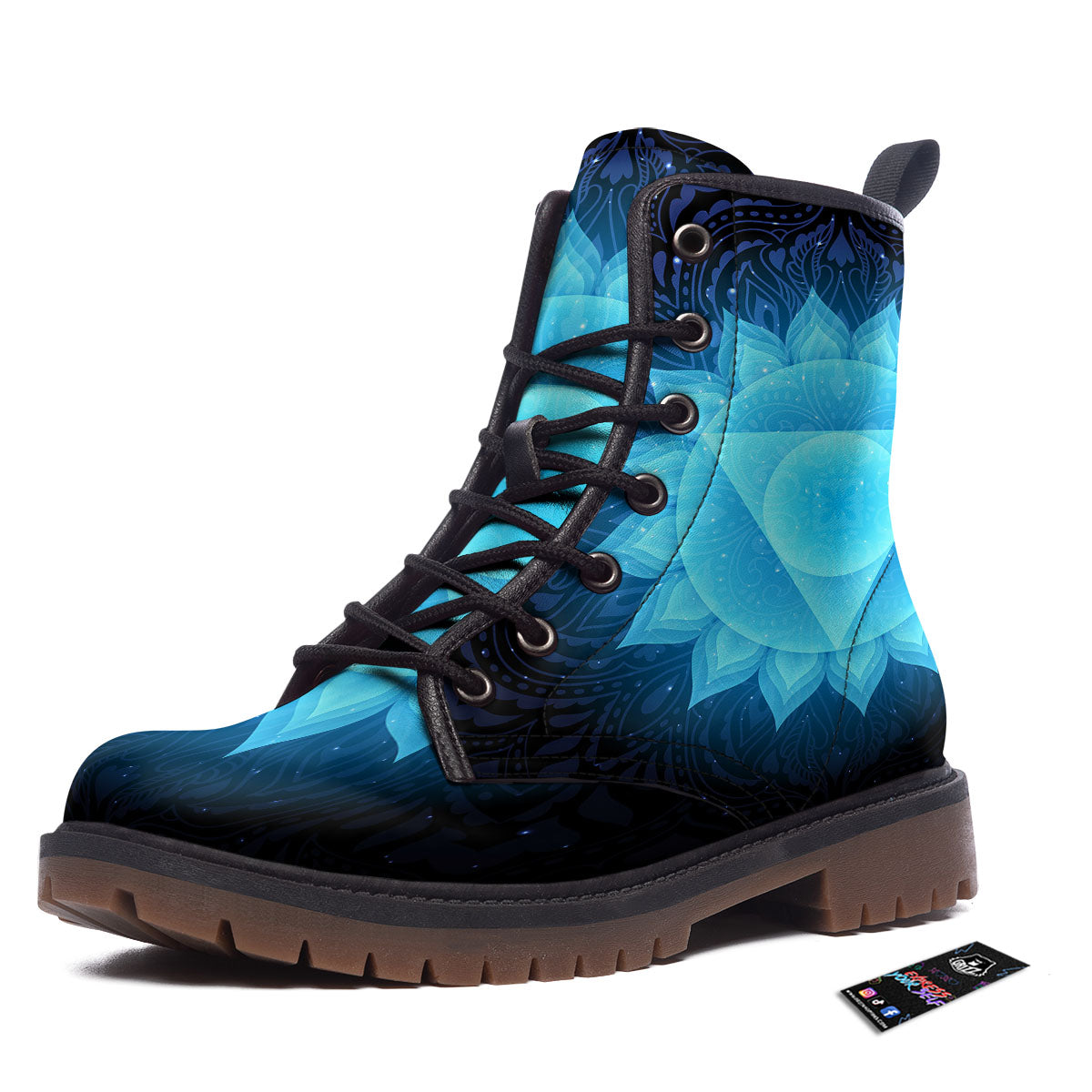 Spiritual Vishuddha Chakra Print Work Boots-grizzshop