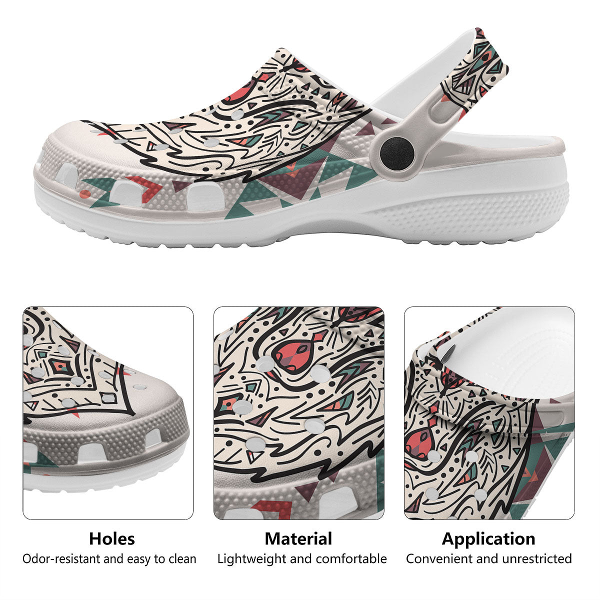 Spiritual Wolf Native American Print Clog-grizzshop