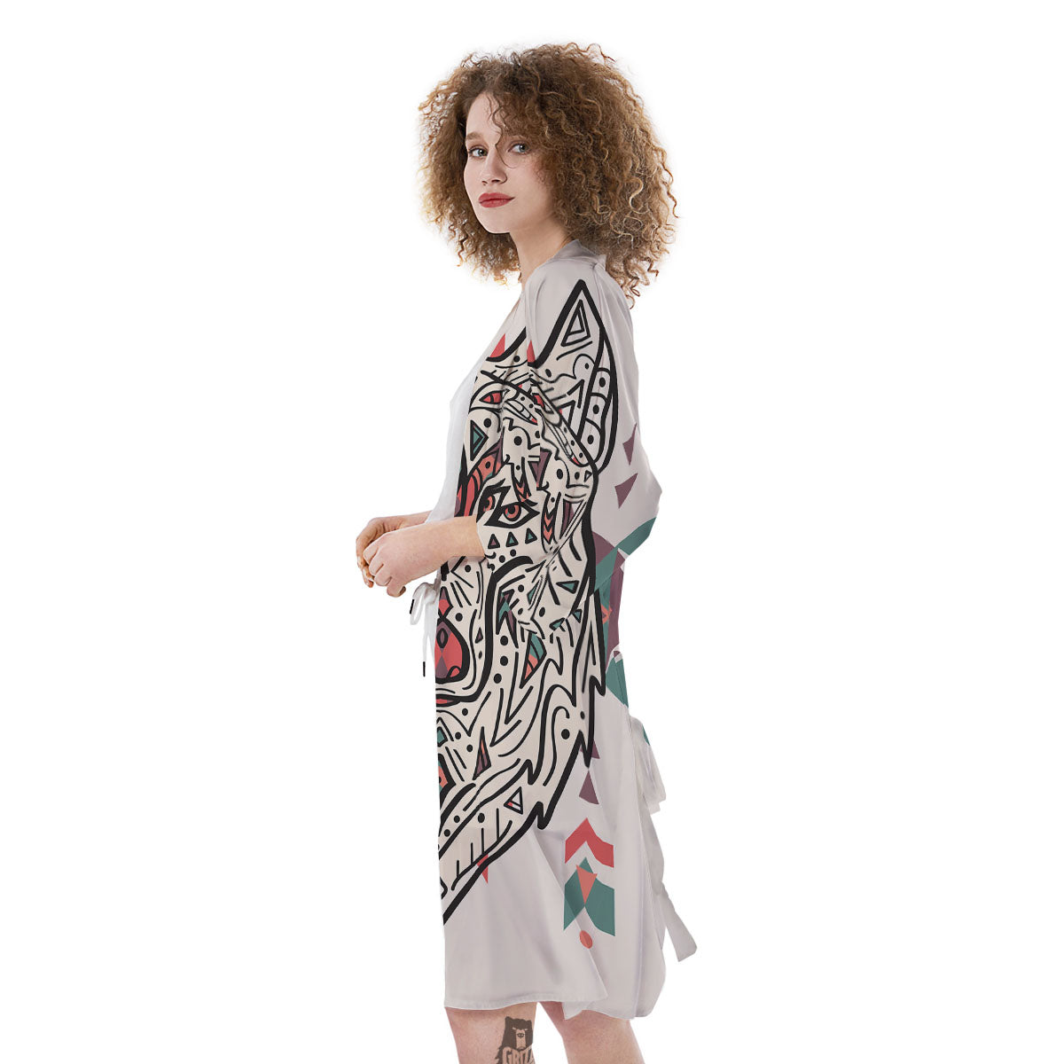 Spiritual Wolf Native American Print Kimono-grizzshop