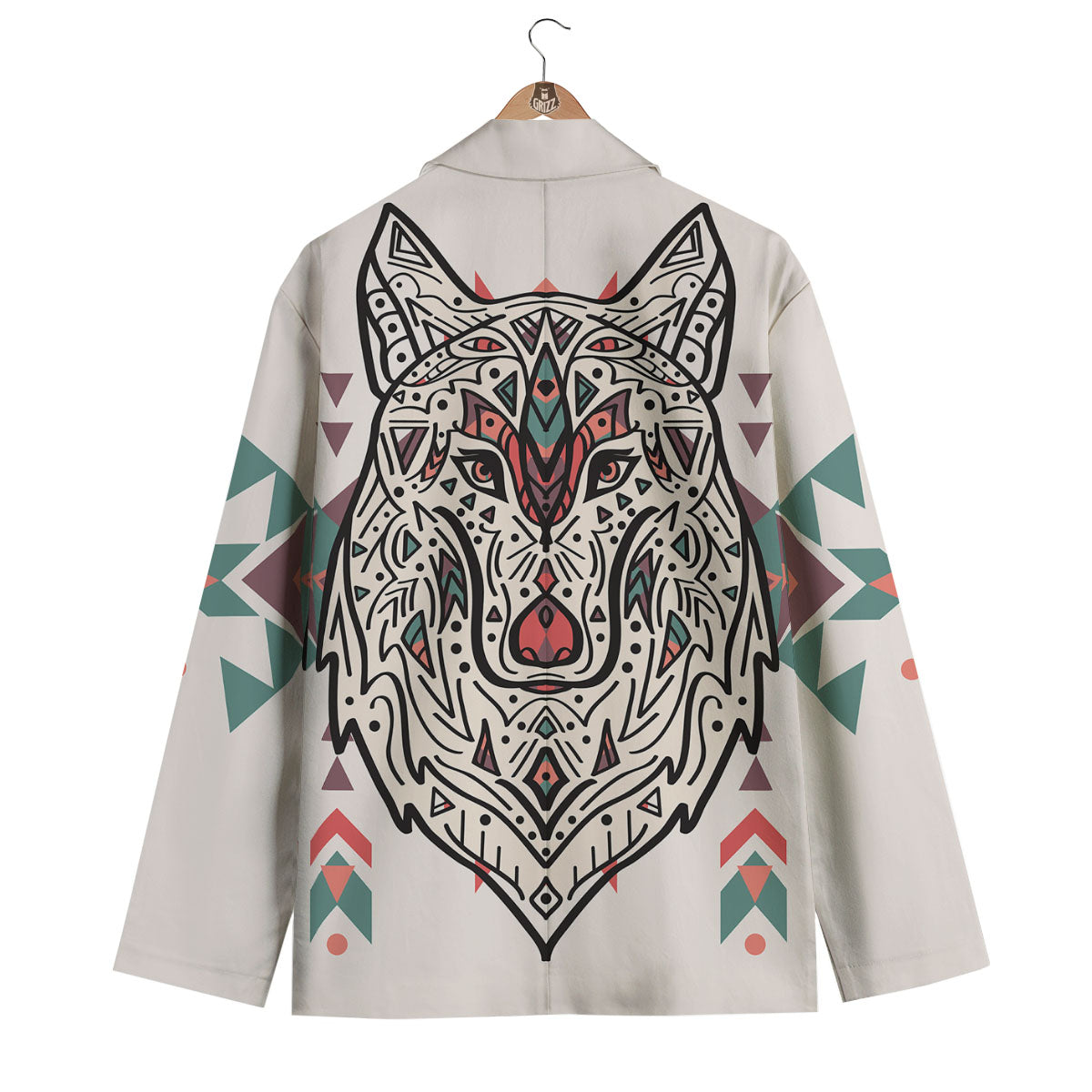 Spiritual Wolf Native American Print Men's Blazer-grizzshop
