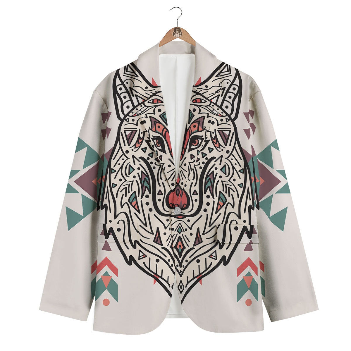 Spiritual Wolf Native American Print Men's Blazer-grizzshop
