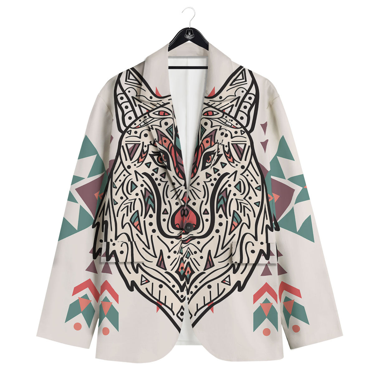 Spiritual Wolf Native American Print Men's Sport Coat-grizzshop
