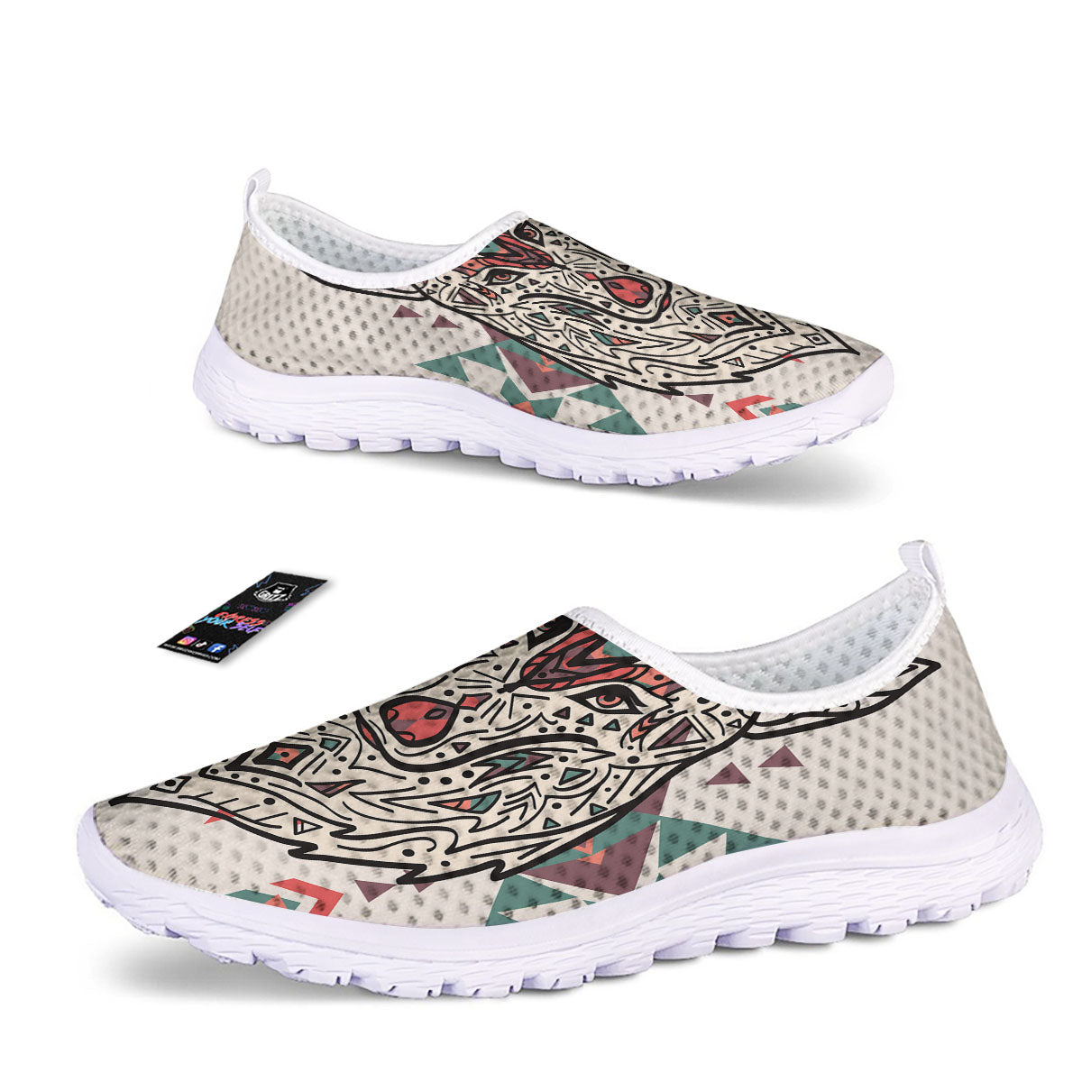 Spiritual Wolf Native American Print Nurse Shoes-grizzshop