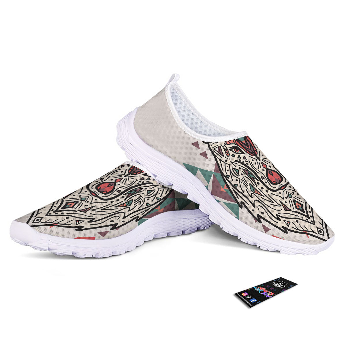 Spiritual Wolf Native American Print Nurse Shoes-grizzshop