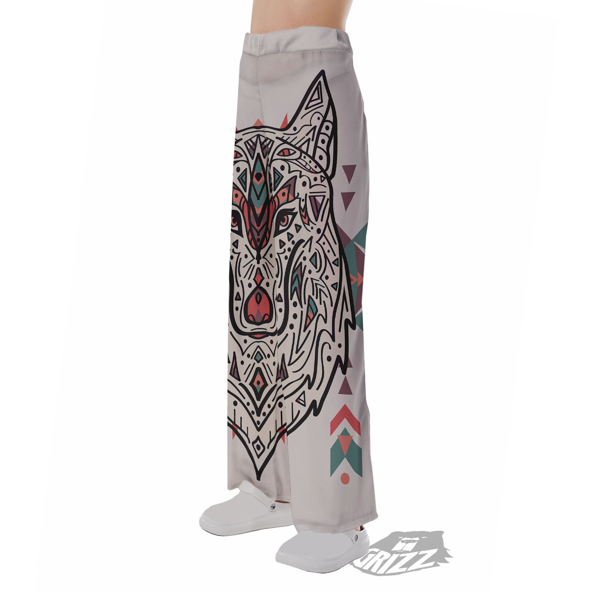 Spiritual Wolf Native American Print Pajama Pants-grizzshop