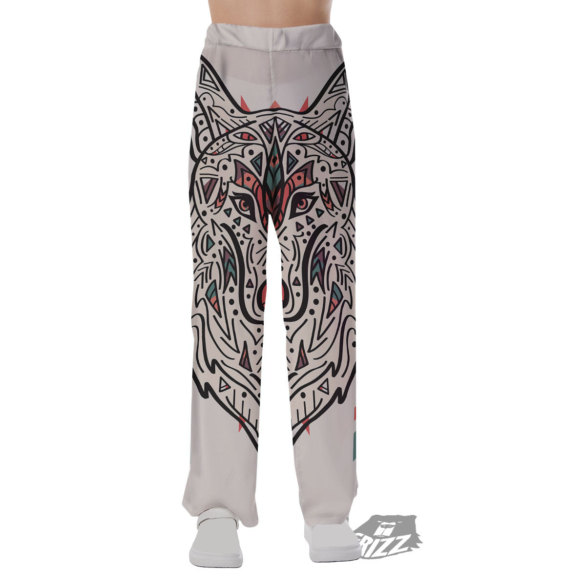 Spiritual Wolf Native American Print Pajama Pants-grizzshop