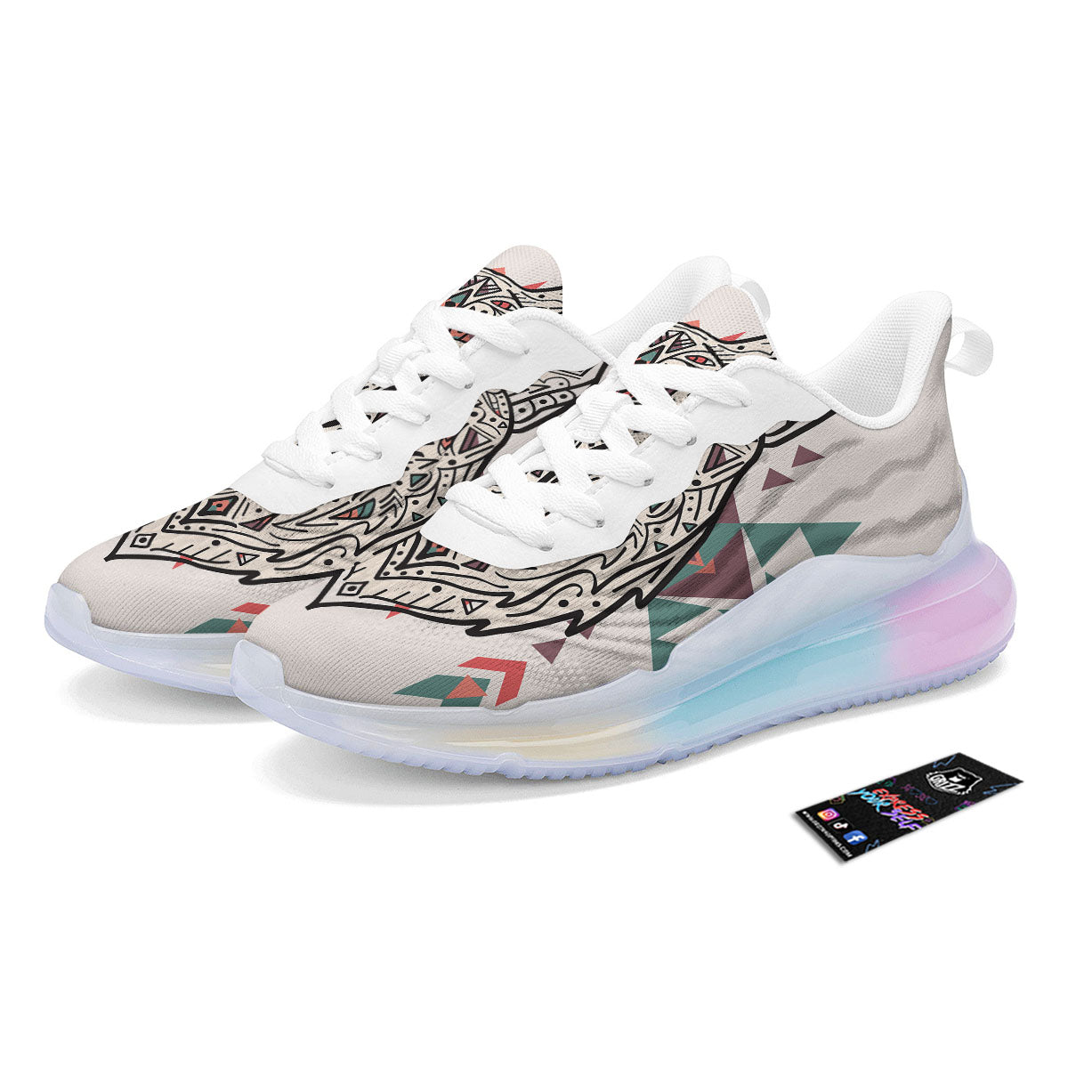 Spiritual Wolf Native American Print Running Sneakers-grizzshop