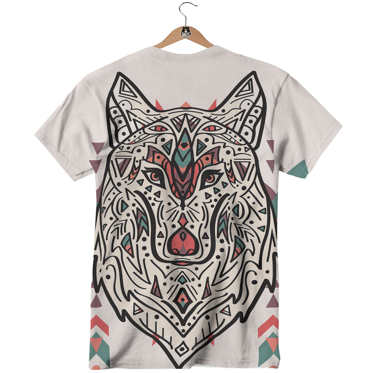 Spiritual Wolf Native American Print T-Shirt-grizzshop