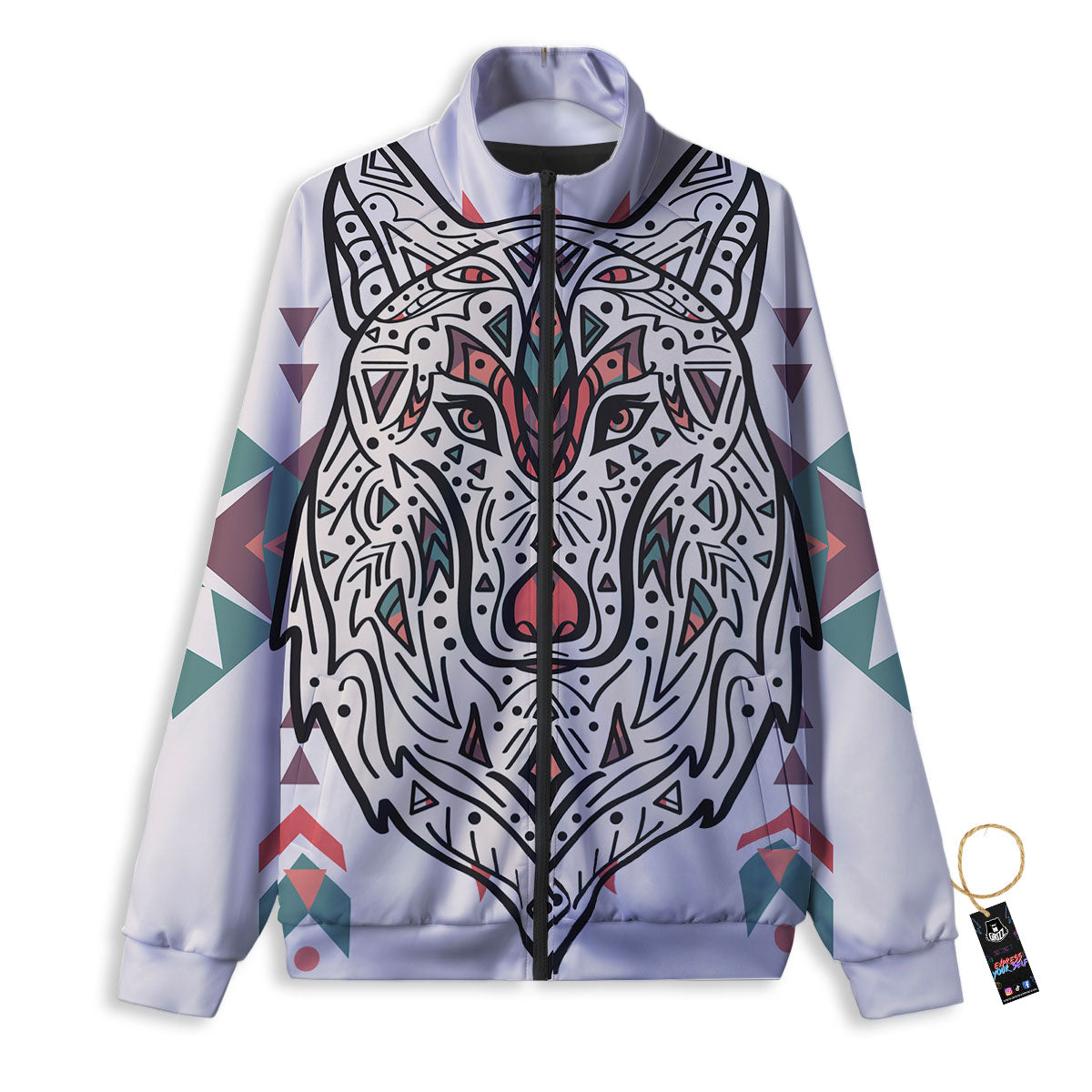 Spiritual Wolf Native American Print Track Jacket-grizzshop