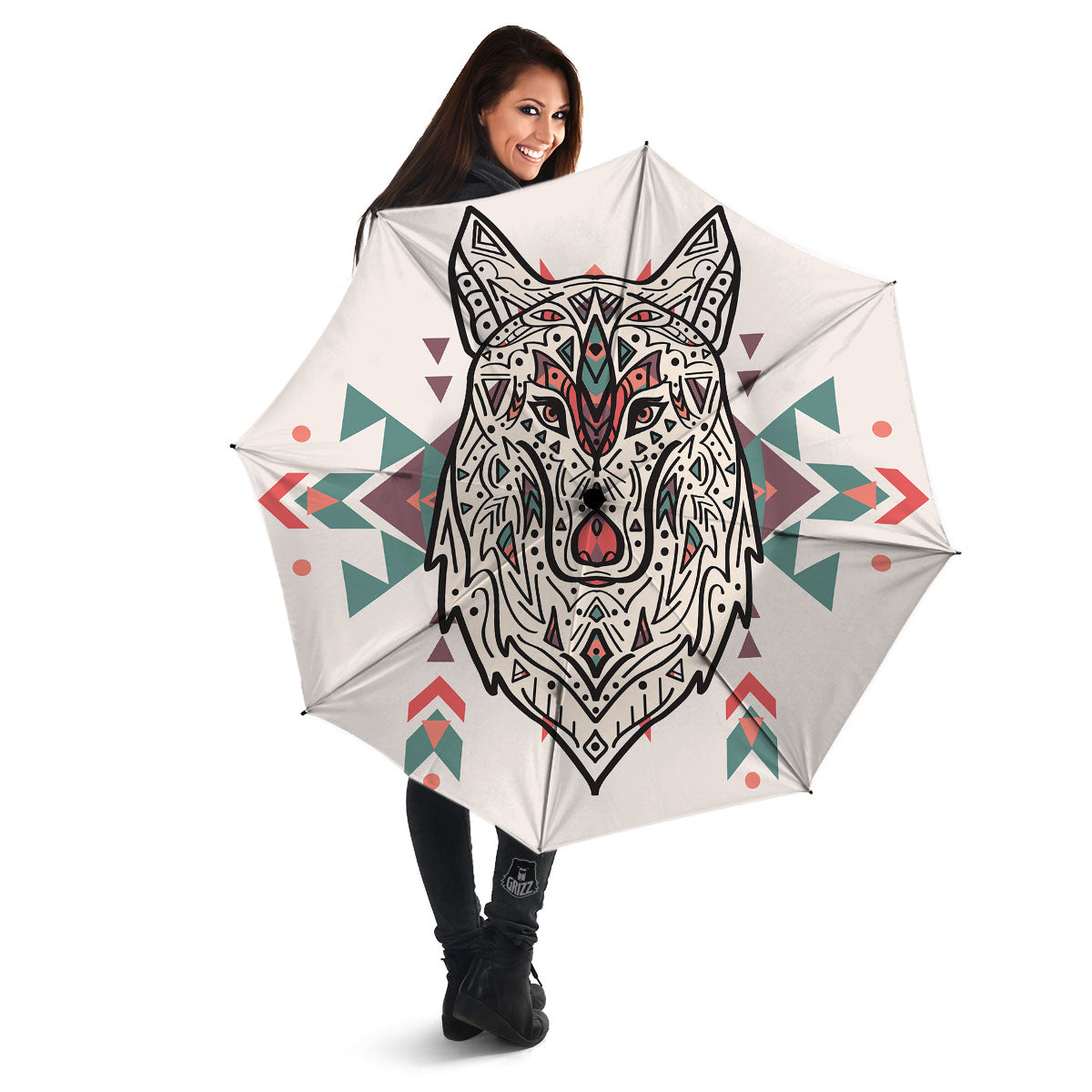 Spiritual Wolf Native American Print Umbrella-grizzshop