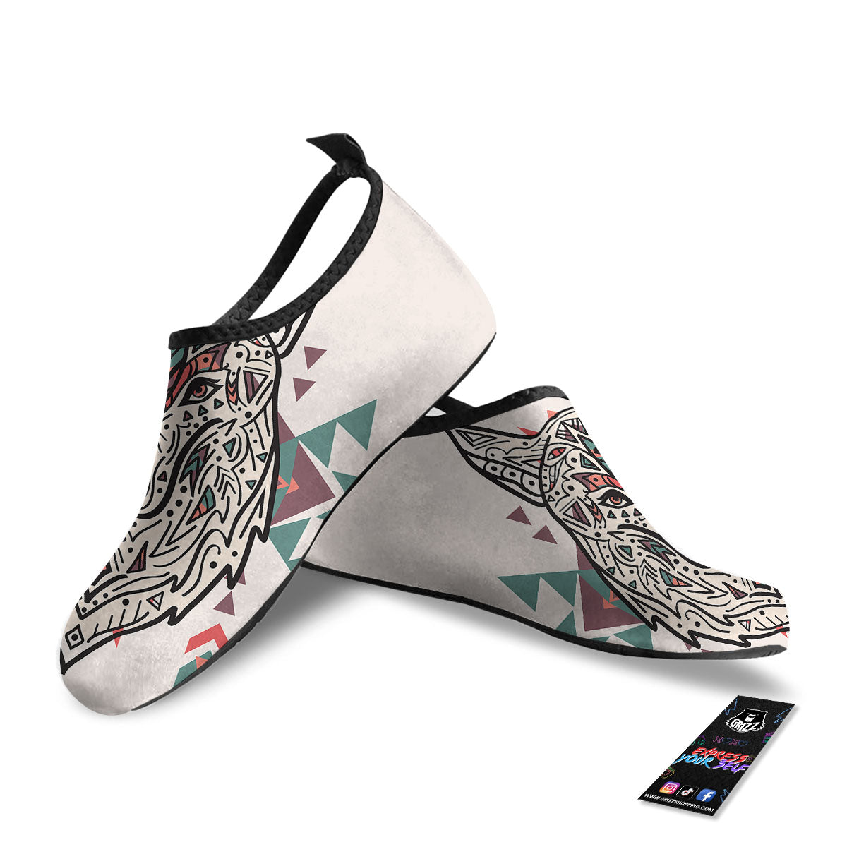Spiritual Wolf Native American Print Water Shoes-grizzshop
