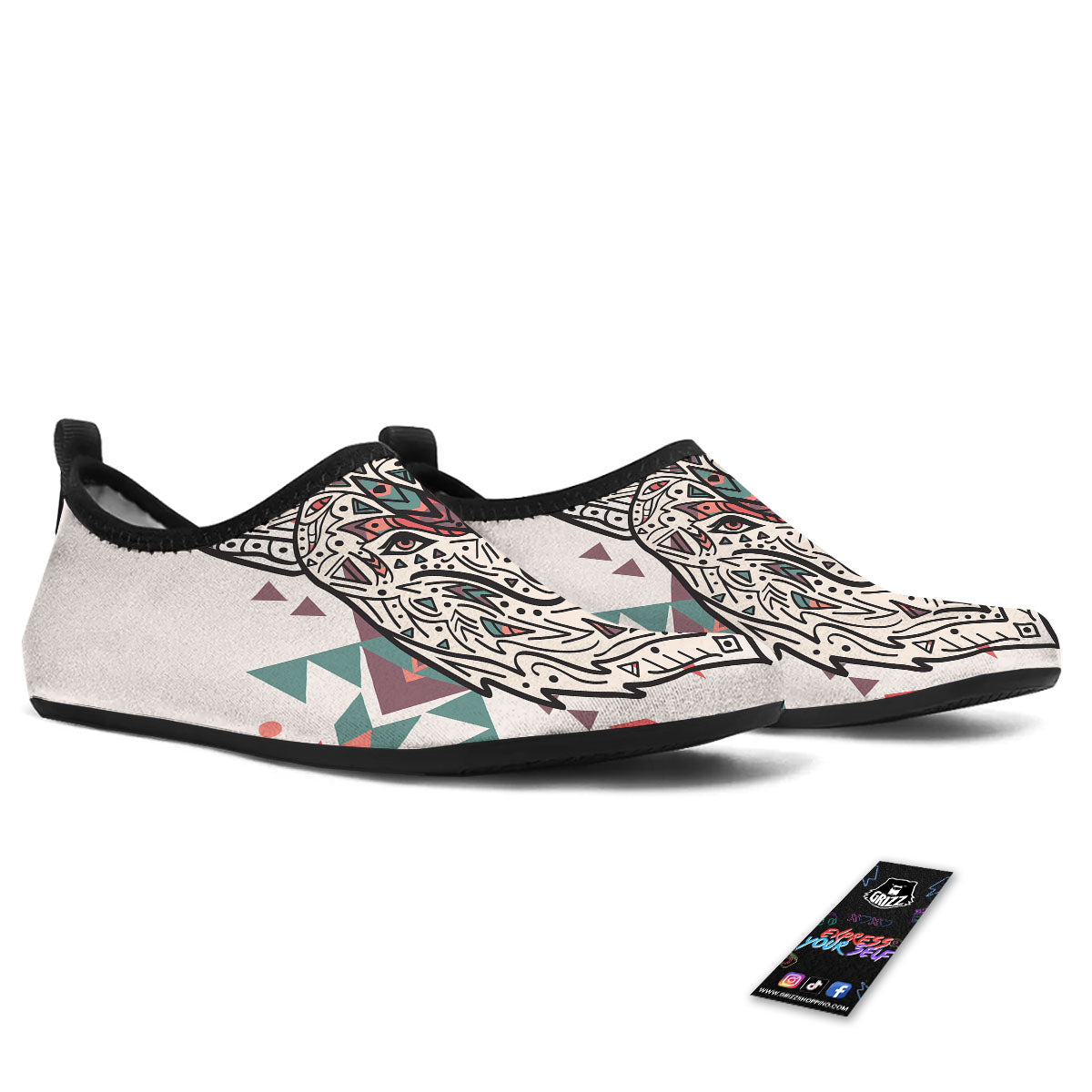 Spiritual Wolf Native American Print Water Shoes-grizzshop