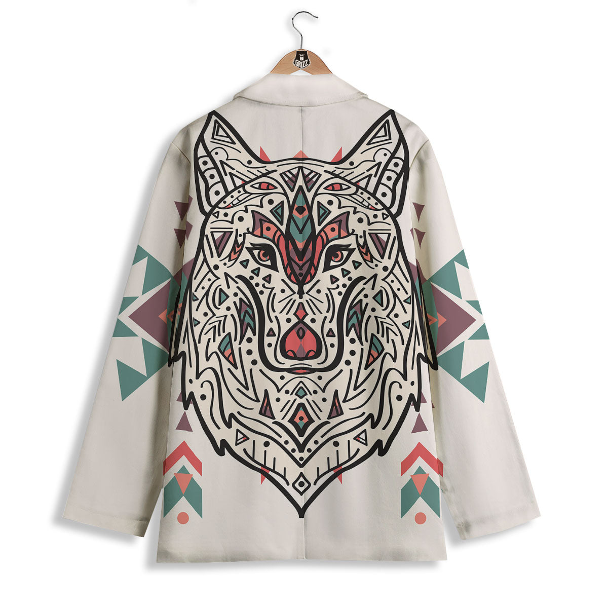 Spiritual Wolf Native American Print Women's Blazer-grizzshop