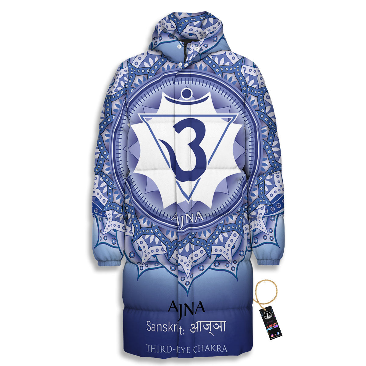 Spiritual Ajna Chakra Print Long Down Jacket