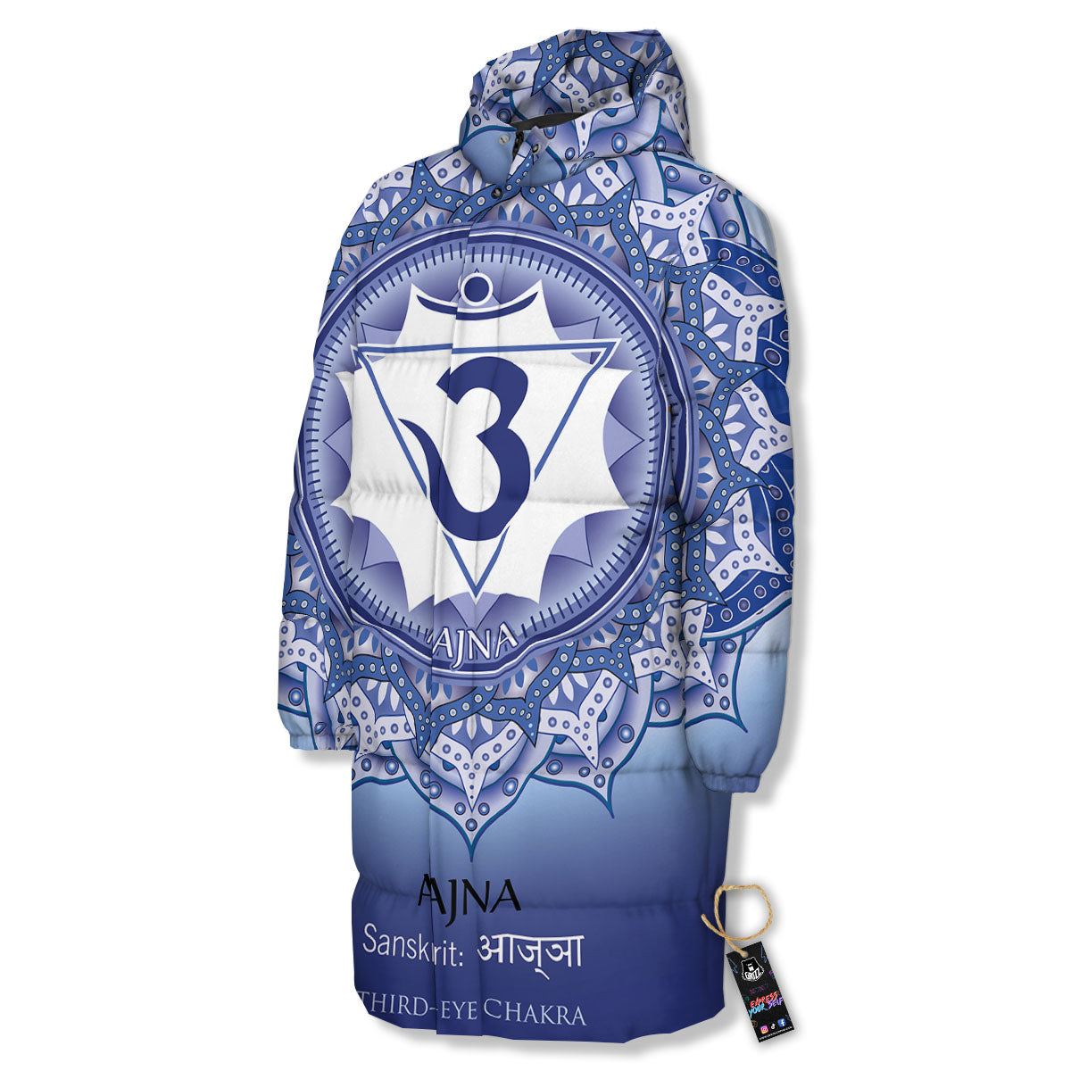 Spiritual Ajna Chakra Print Long Down Jacket