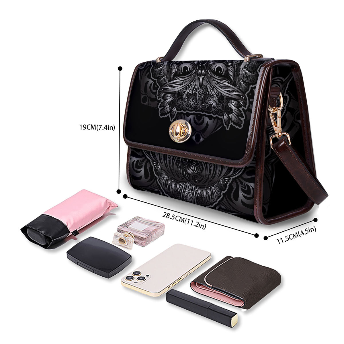 Spiritual Owl Sliver Print Women's Satchel Bag