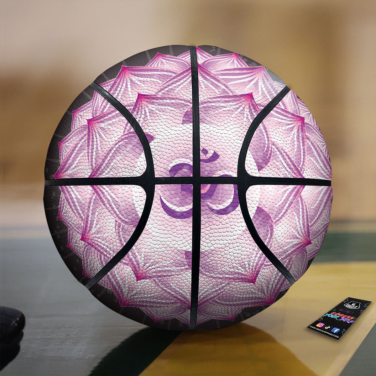 Striped White And Black Print Pattern Basketball