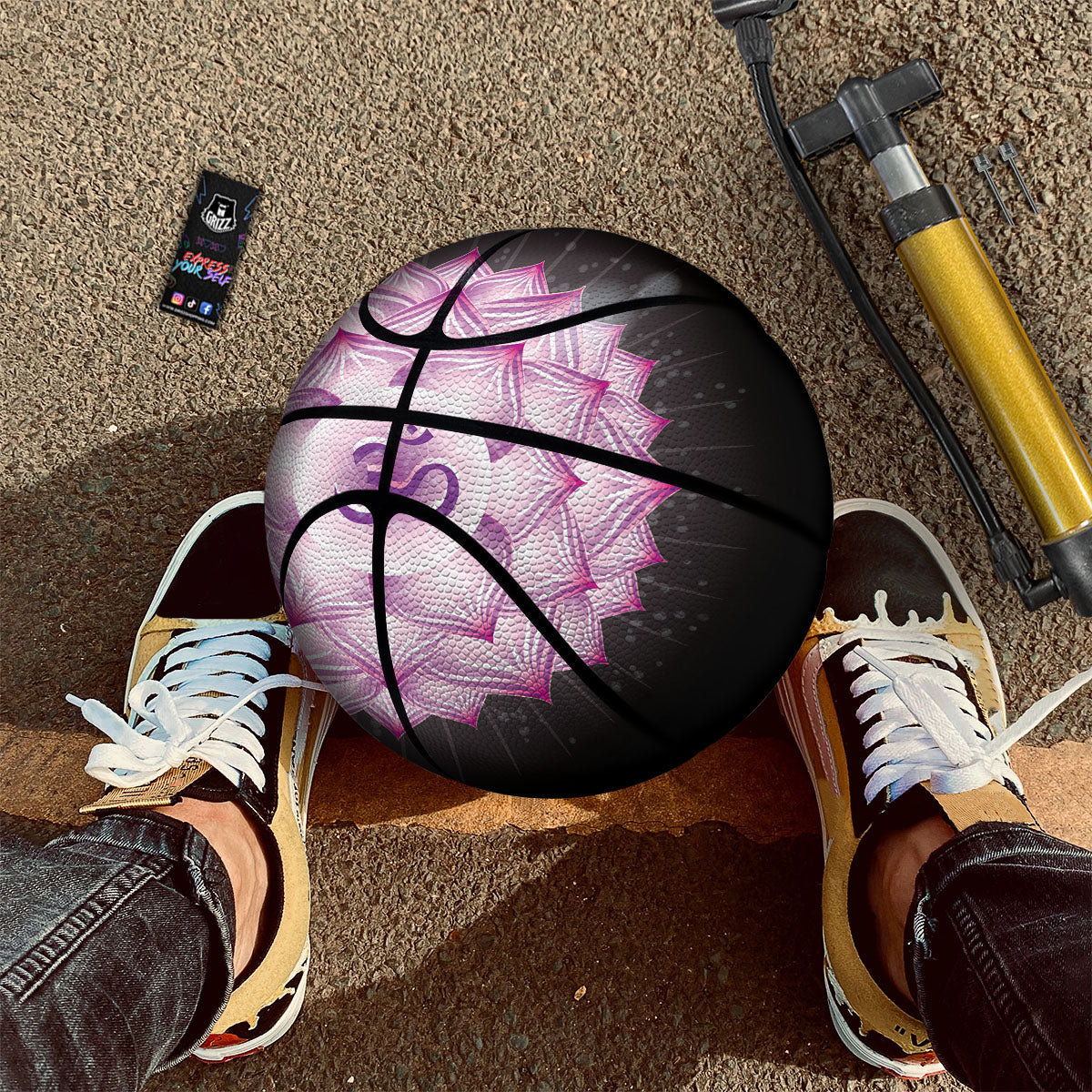 Striped White And Black Print Pattern Basketball