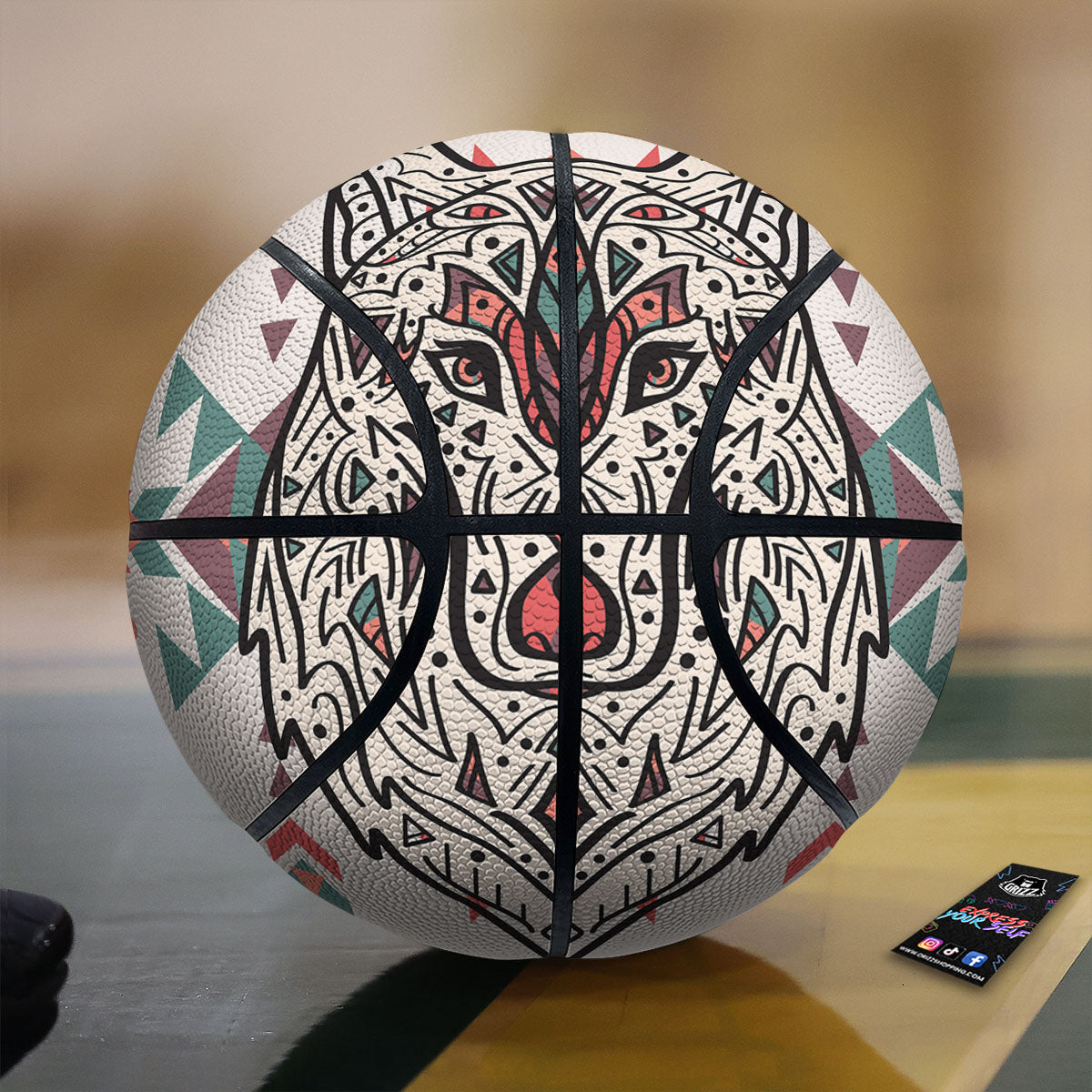 Spiritual Wolf Native American Print Basketball