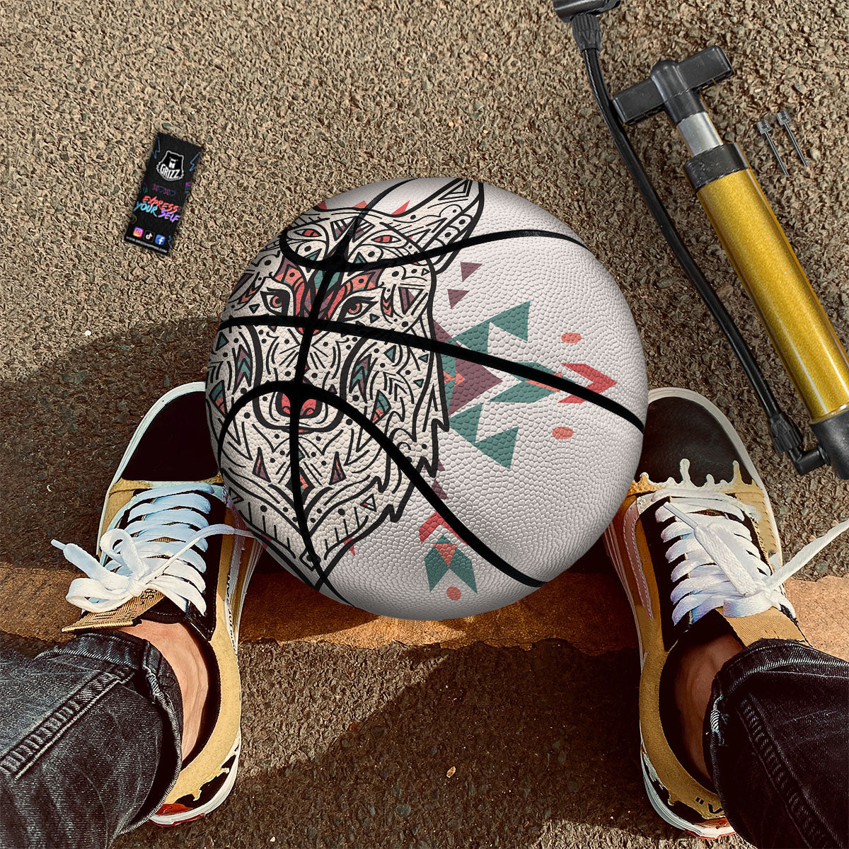 Spiritual Wolf Native American Print Basketball