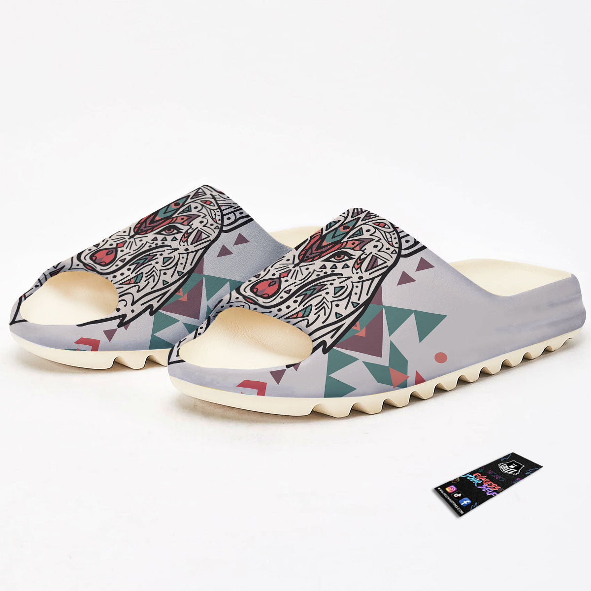 Spiritual Wolf Native American Print Sandals-grizzshop