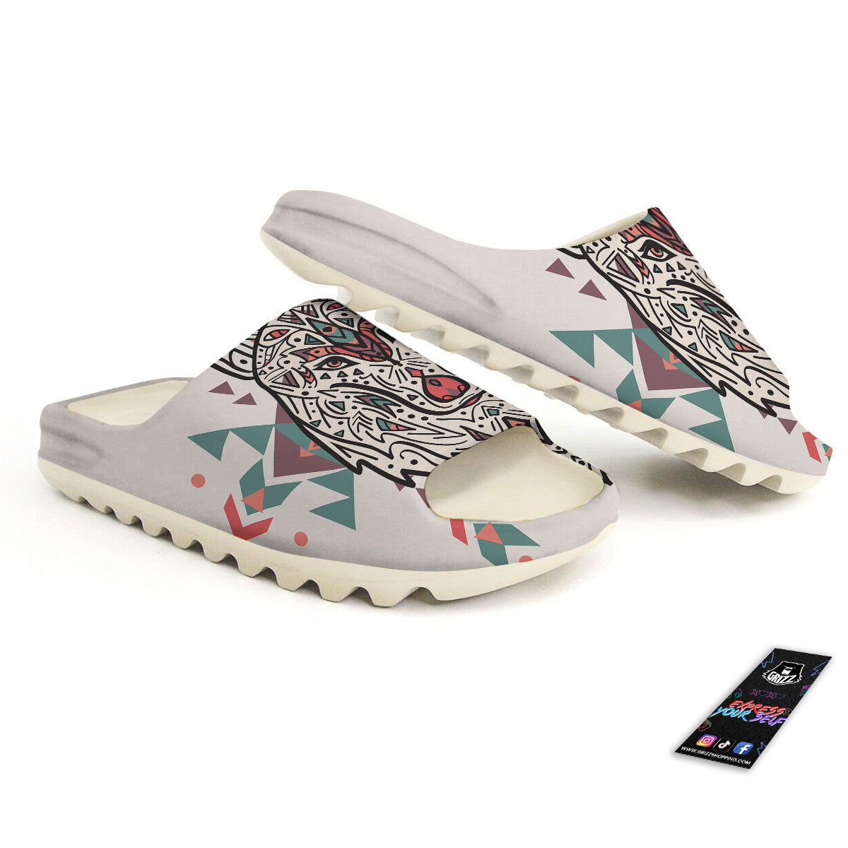 Spiritual Wolf Native American Print Sandals-grizzshop