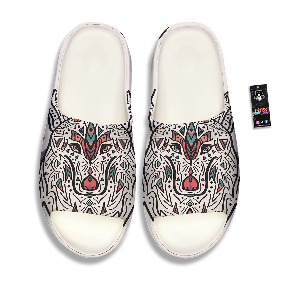 Spiritual Wolf Native American Print Sandals-grizzshop